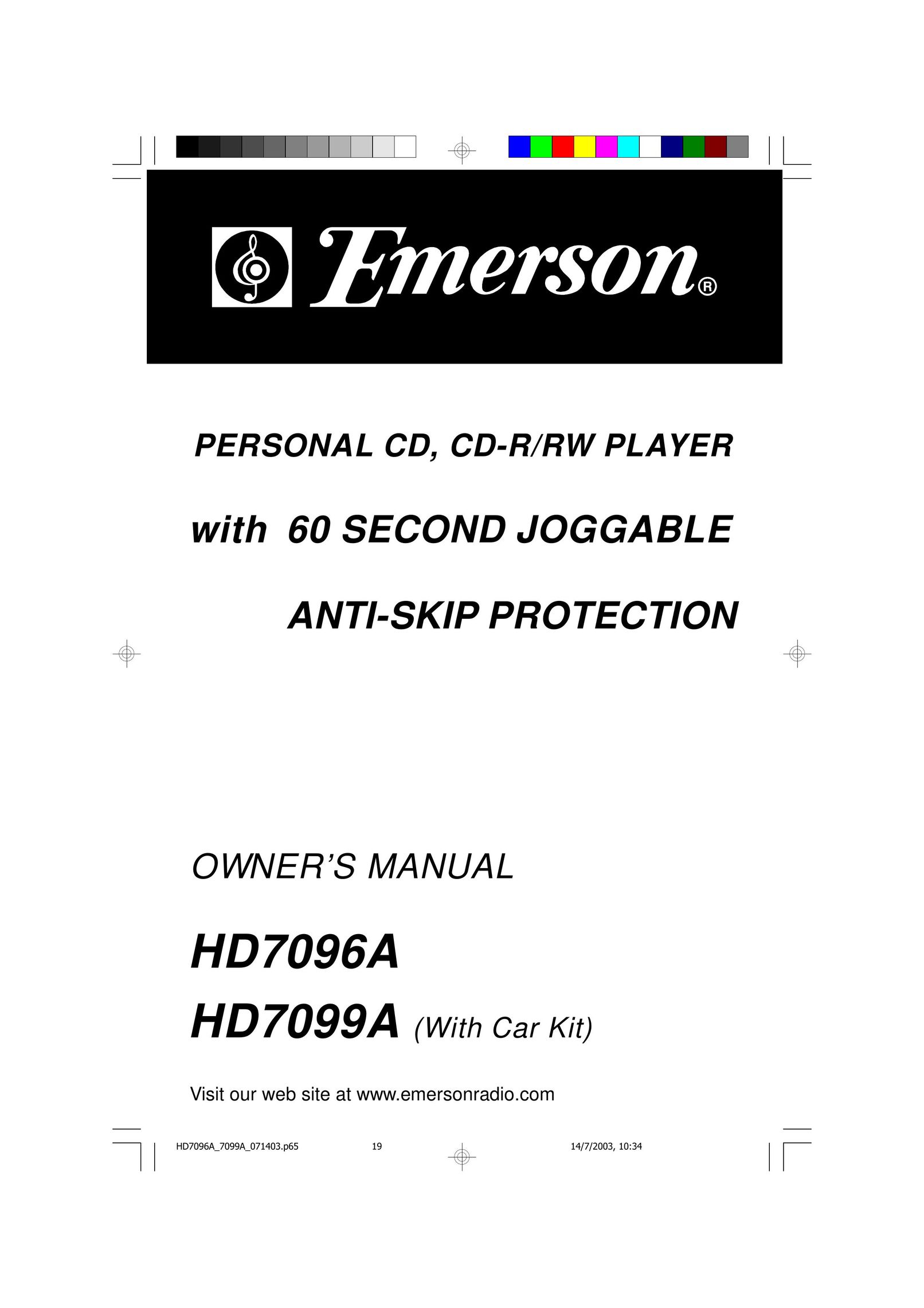 Emerson HD7096A Portable CD Player User Manual