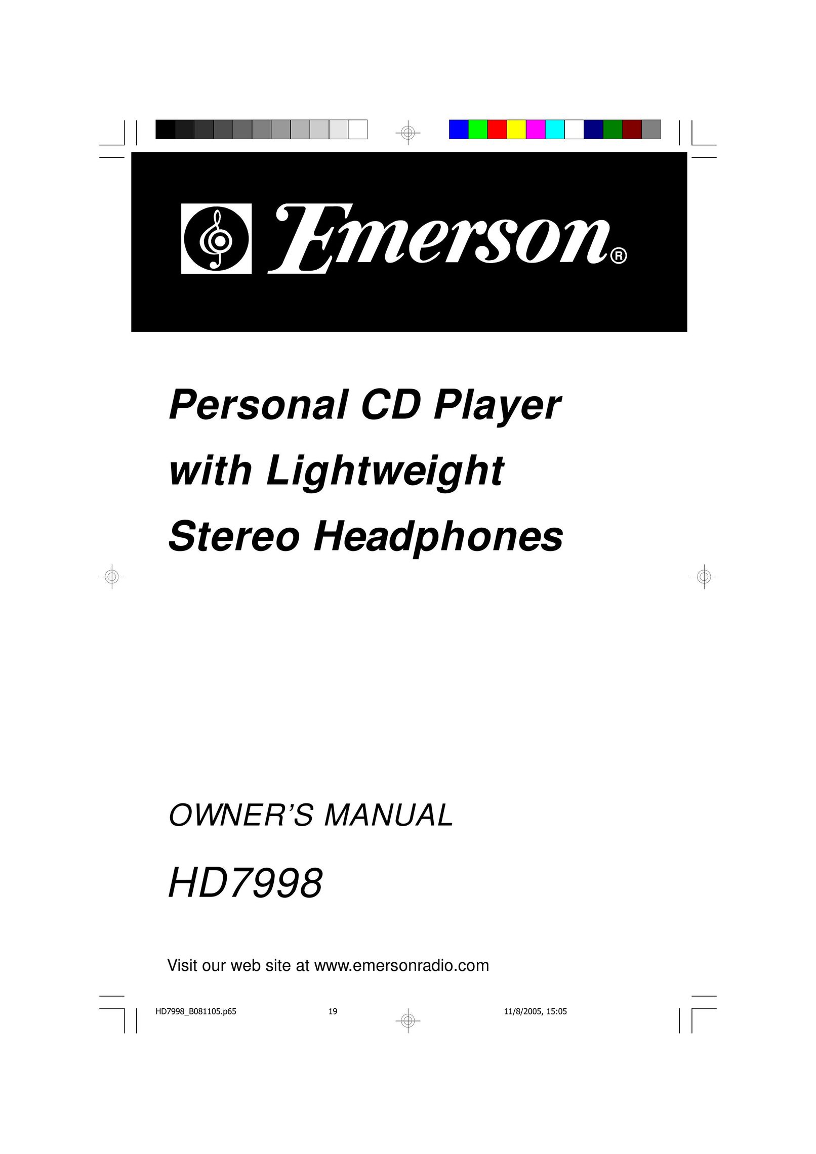 Emerson HD7998 Portable CD Player User Manual