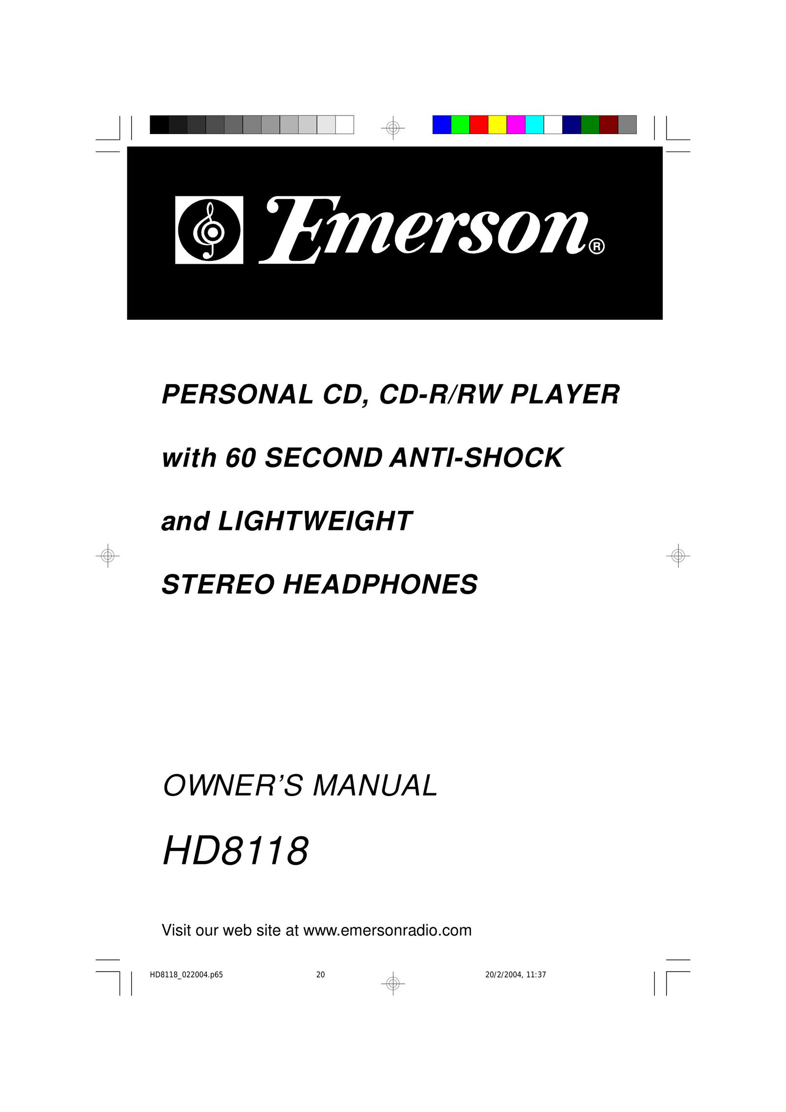 Emerson HD8118 Portable CD Player User Manual