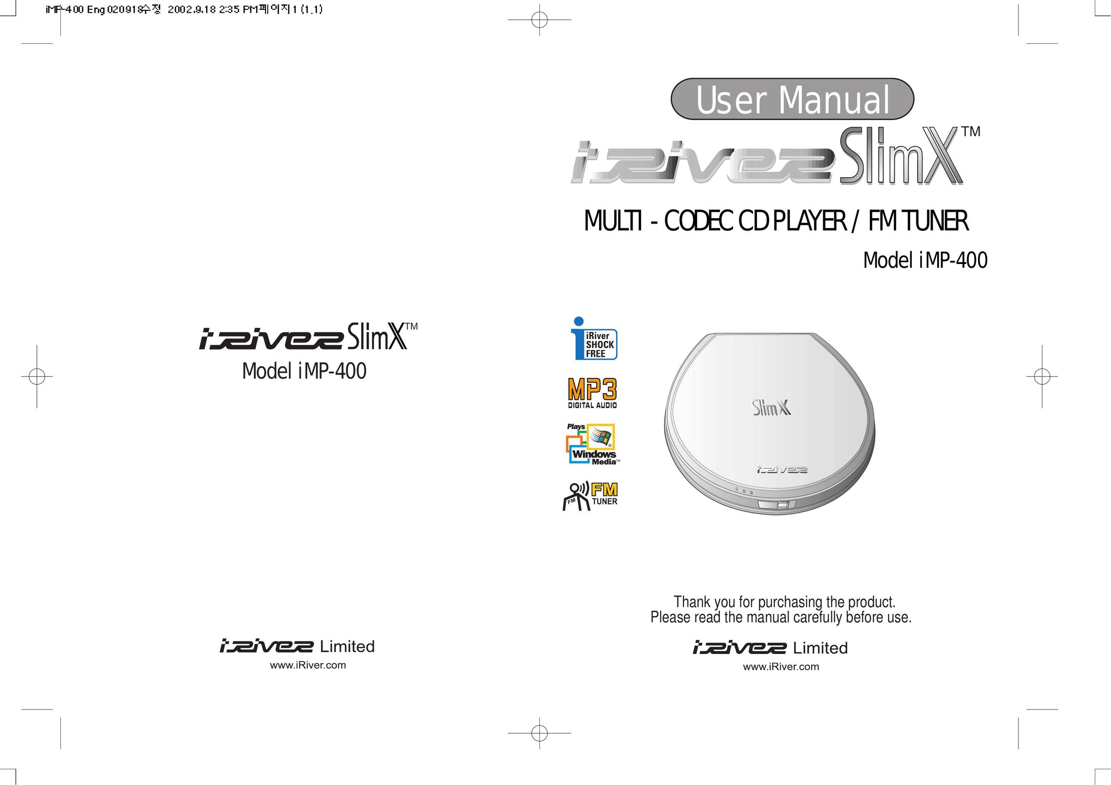 IRiver iMP-400 Portable CD Player User Manual