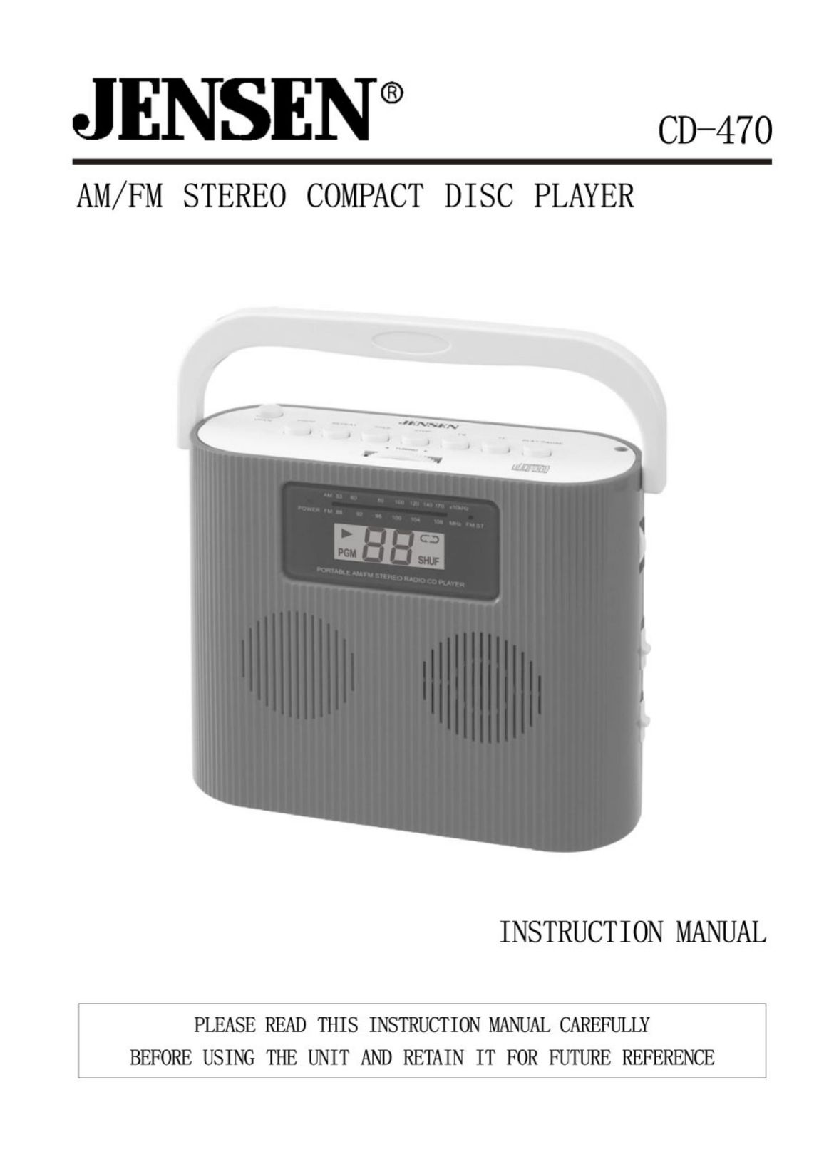 Jensen CD-470 Portable CD Player User Manual