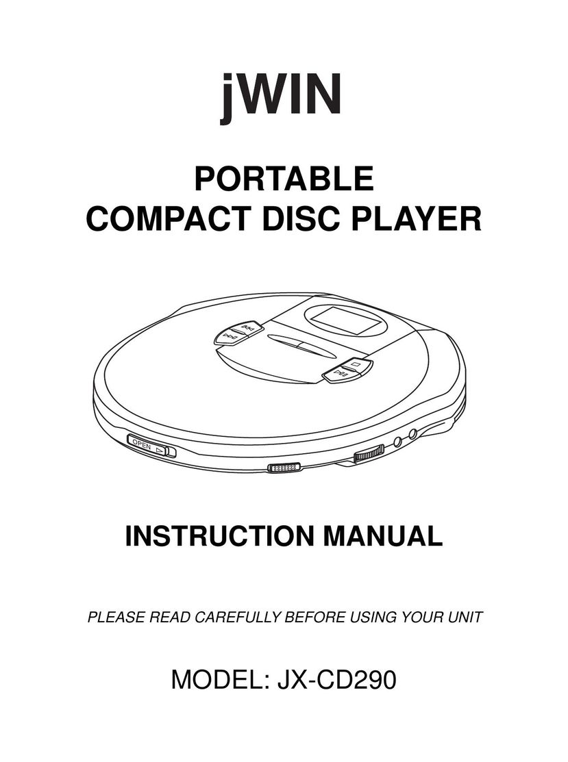 Jwin JX-CD290 Portable CD Player User Manual