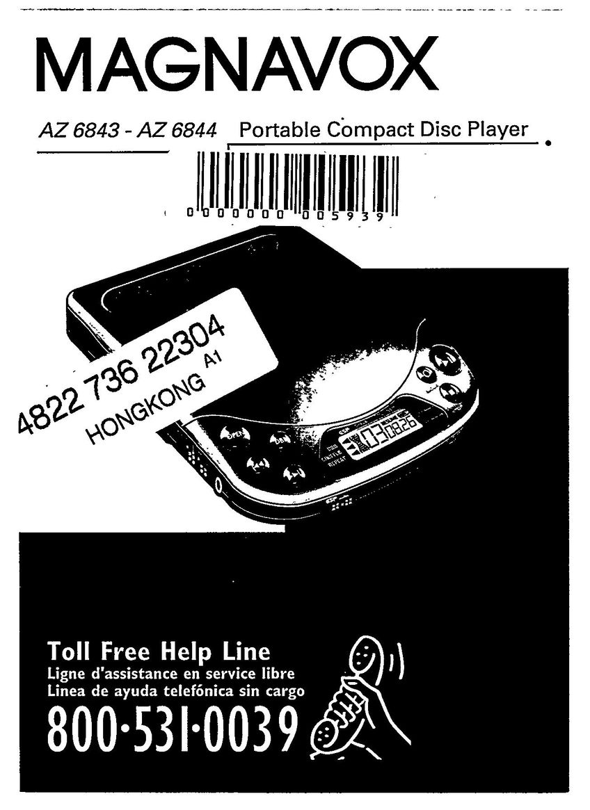 Magnavox AZ 6843 Portable CD Player User Manual
