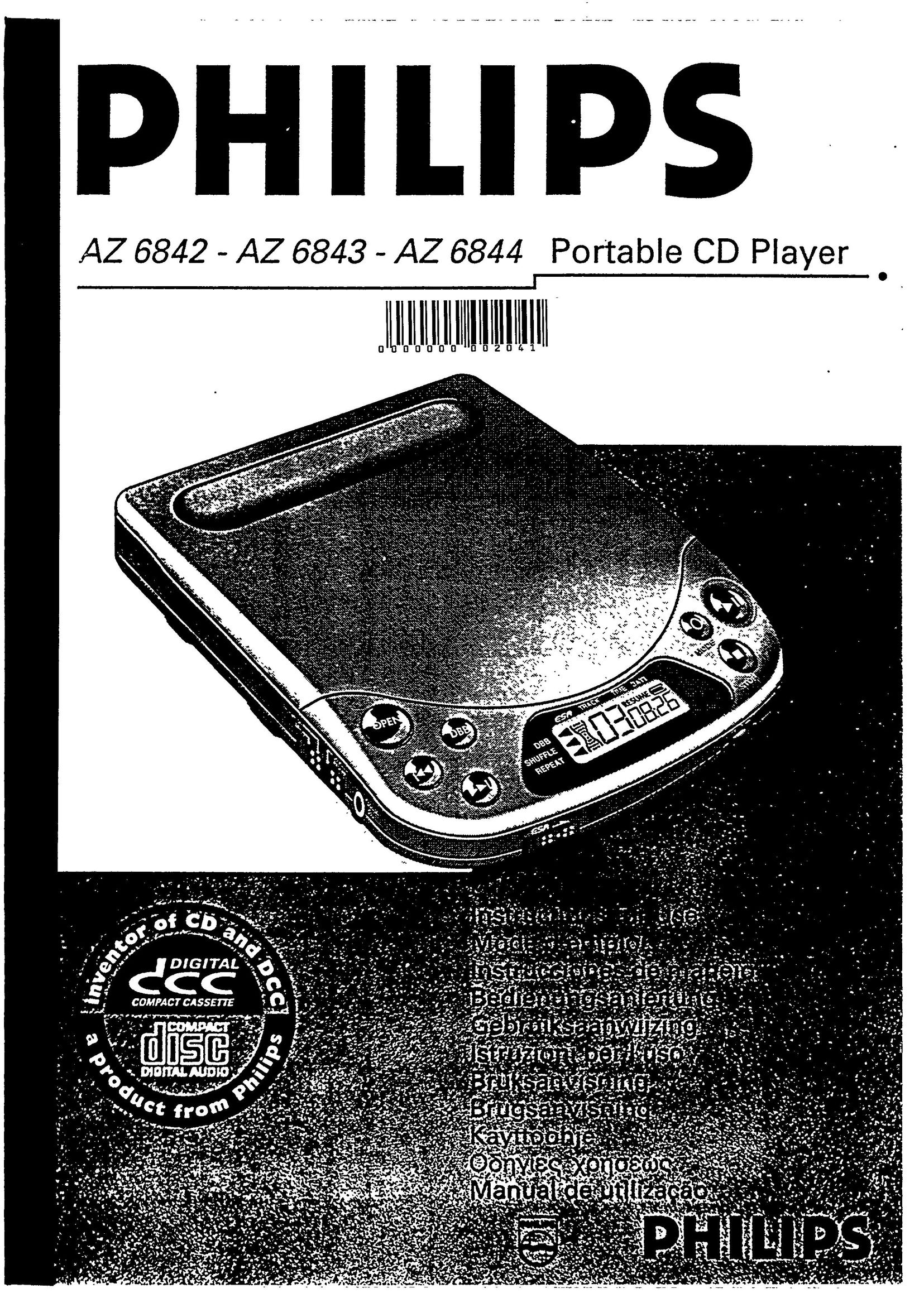 Magnavox AZ6842 Portable CD Player User Manual