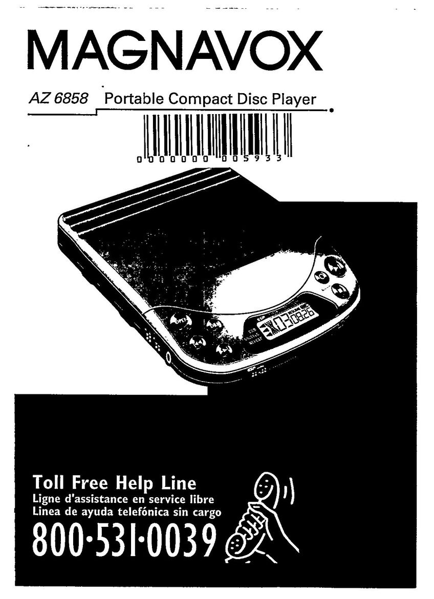 Magnavox AZ6858 Portable CD Player User Manual
