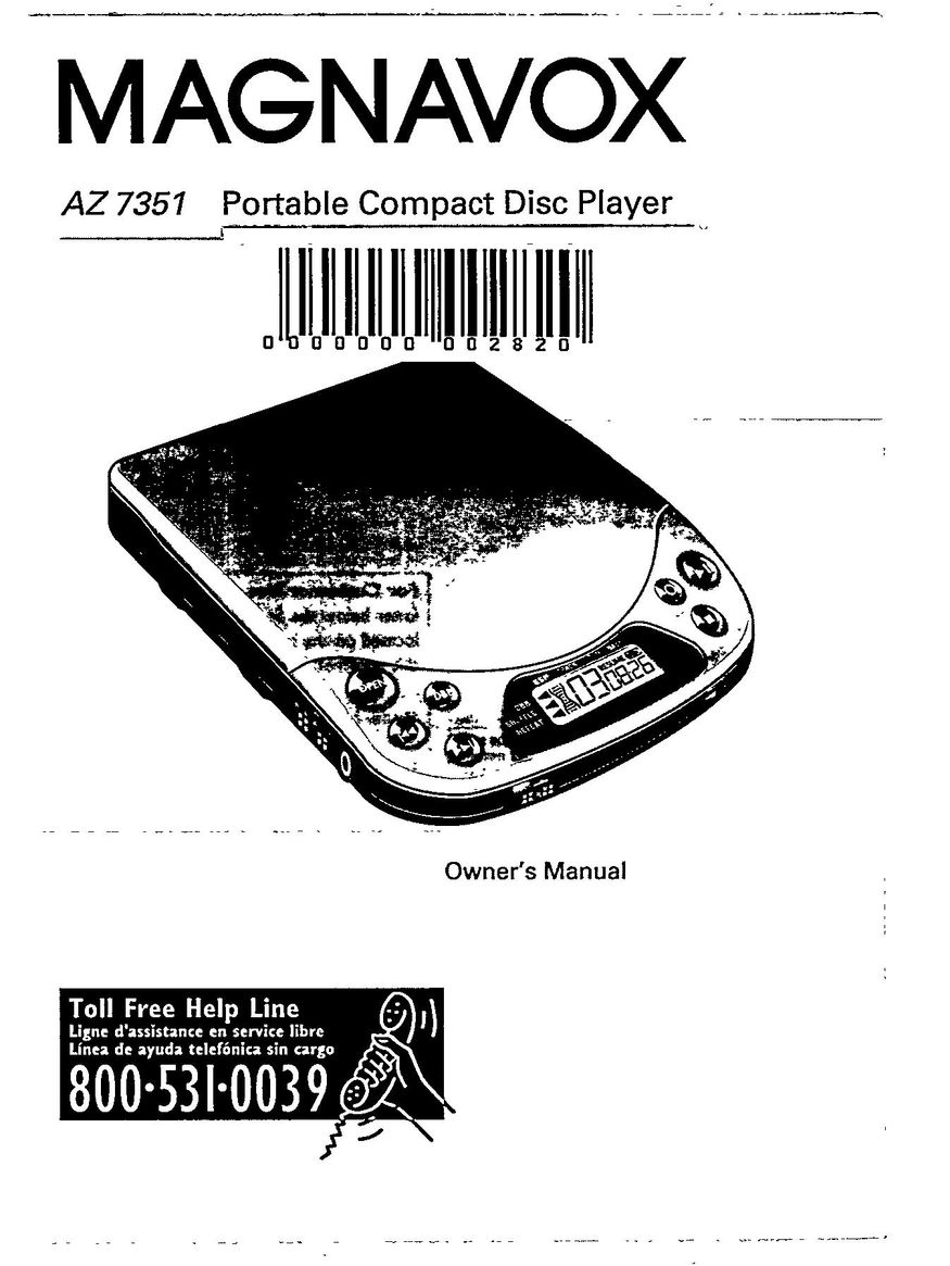 Magnavox AZ7351 Portable CD Player User Manual