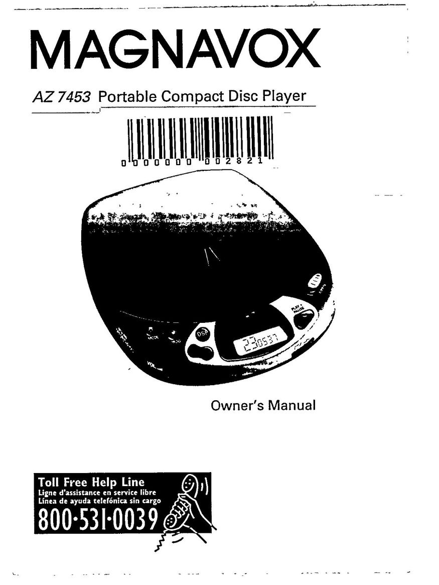 Magnavox AZ7453 Portable CD Player User Manual