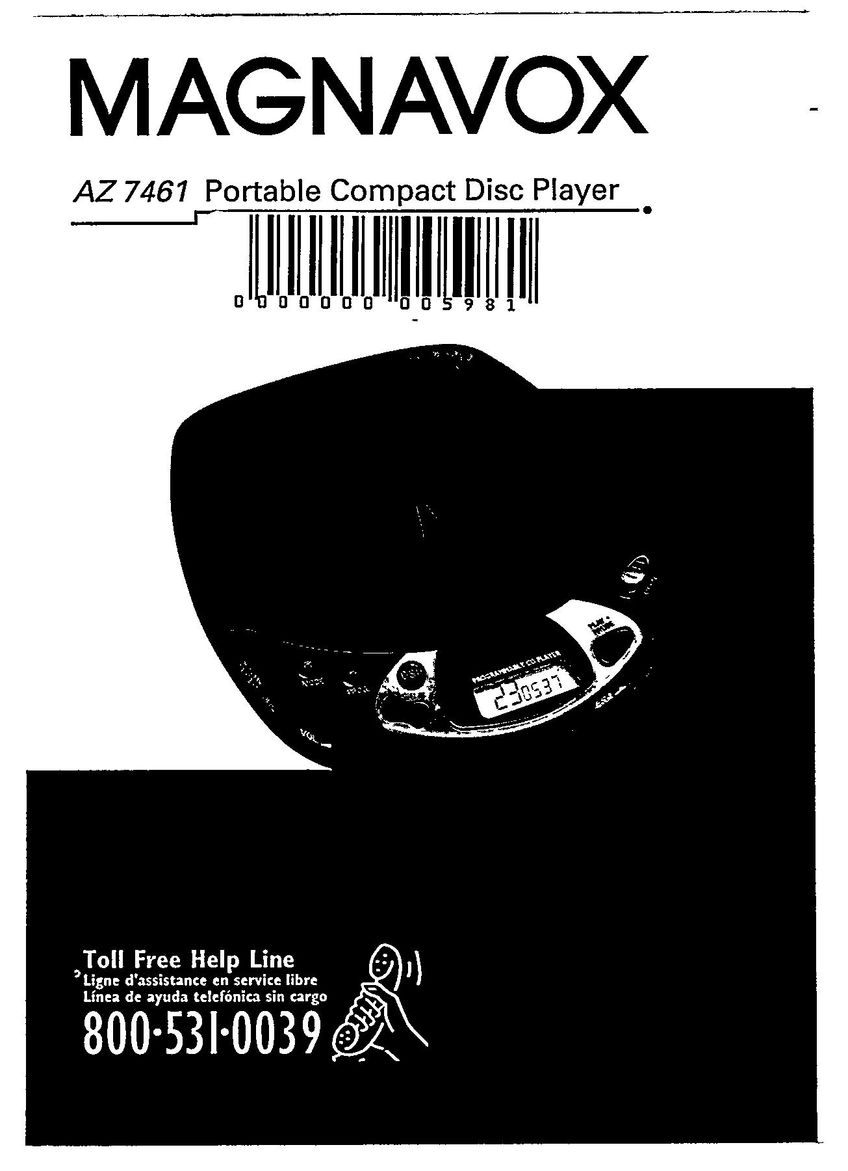 Magnavox AZ7461 Portable CD Player User Manual