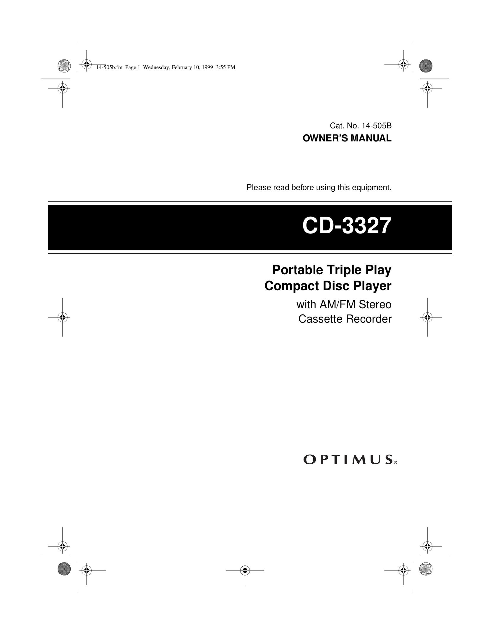Optimus CD-3327 Portable CD Player User Manual