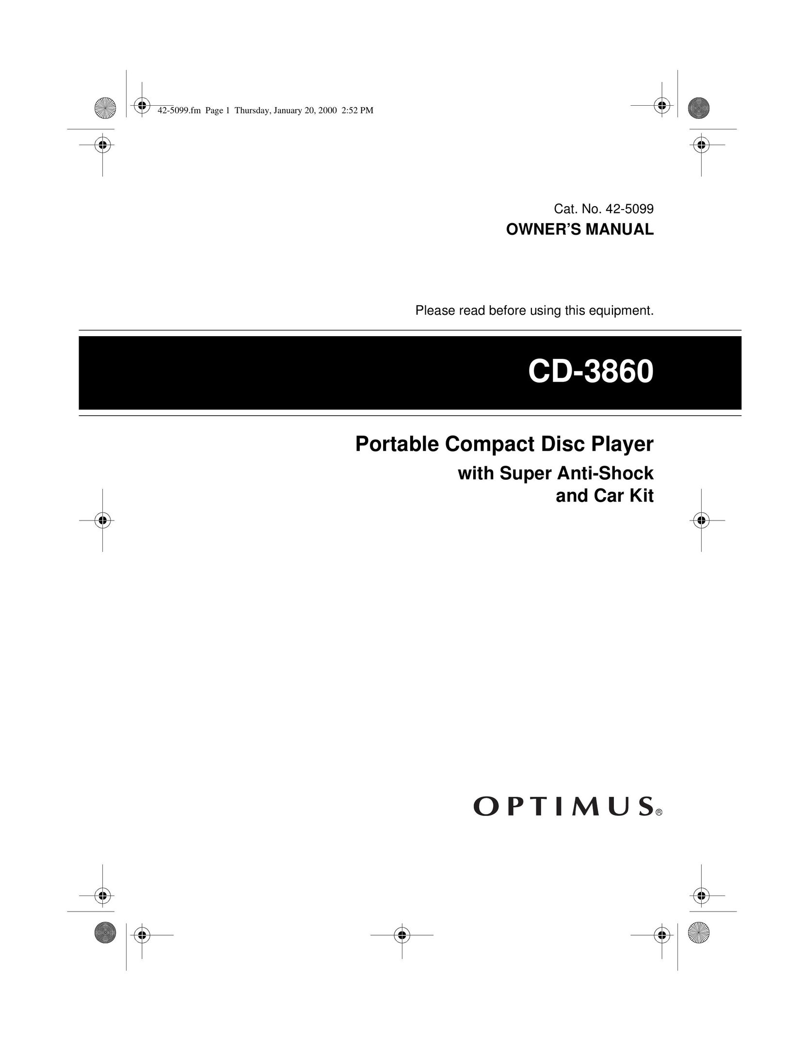 Optimus CD-3860 Portable CD Player User Manual