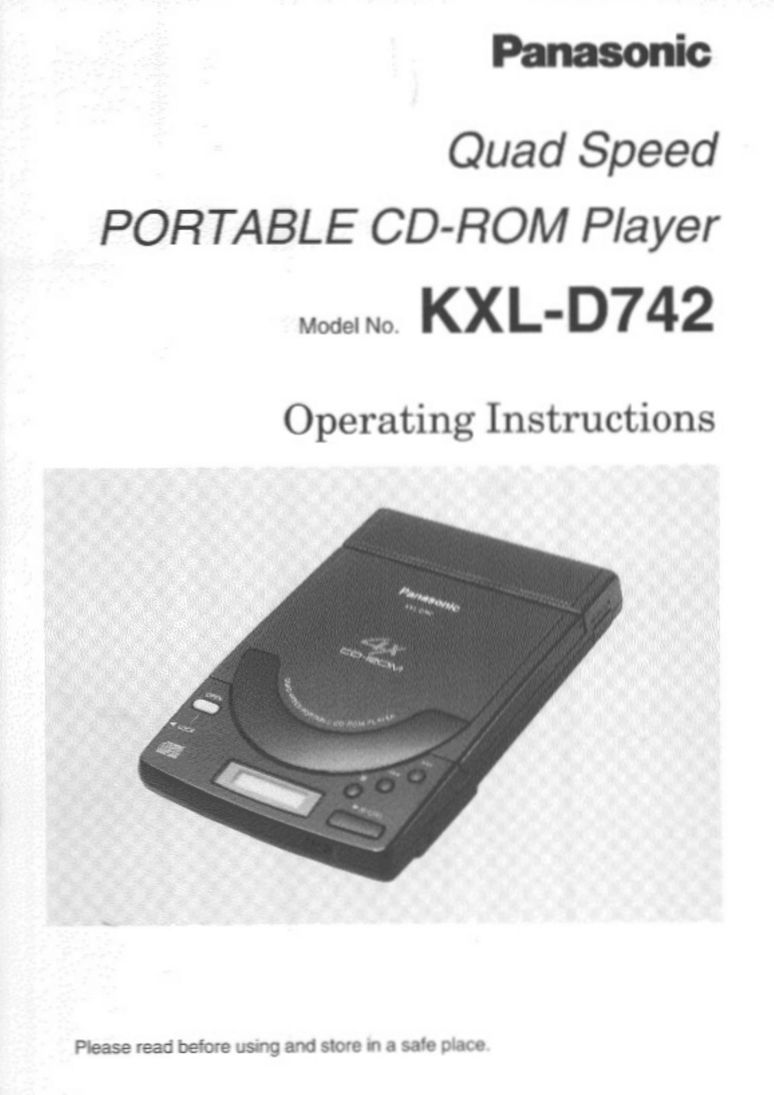 Panasonic KXL-D742 Portable CD Player User Manual