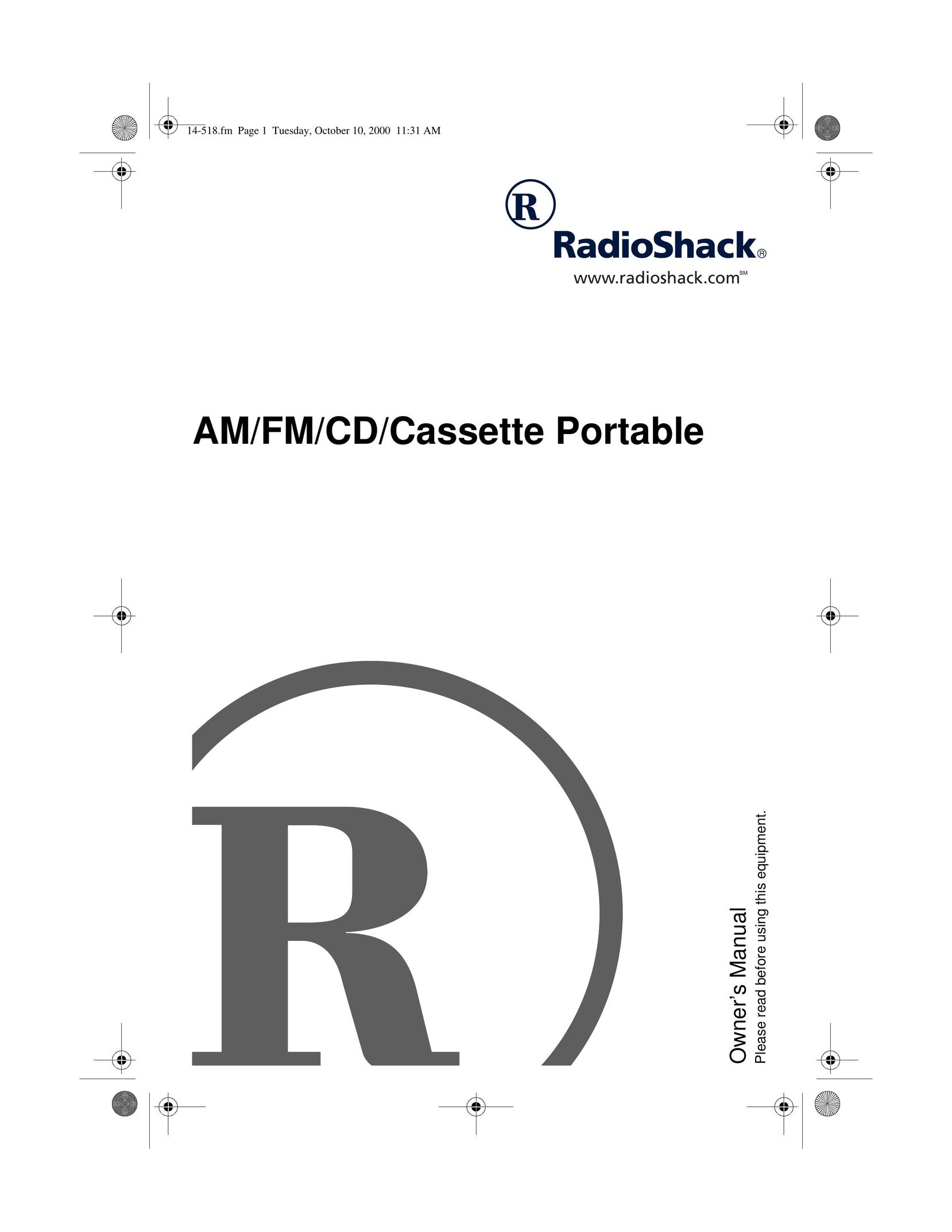 Radio Shack 14-518 Portable CD Player User Manual