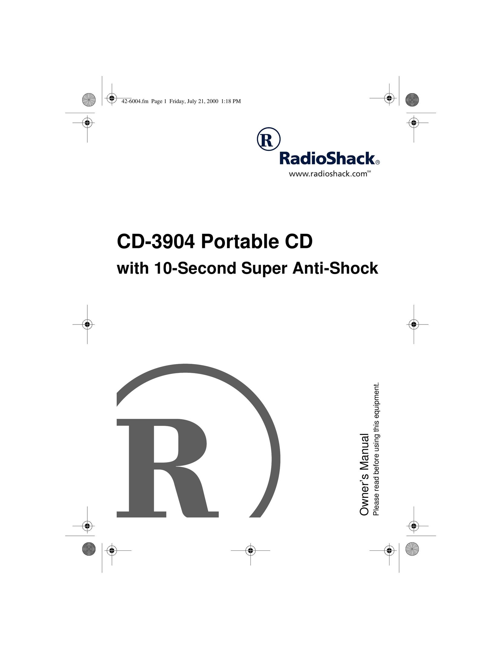 Radio Shack CD-3904 Portable CD Player User Manual