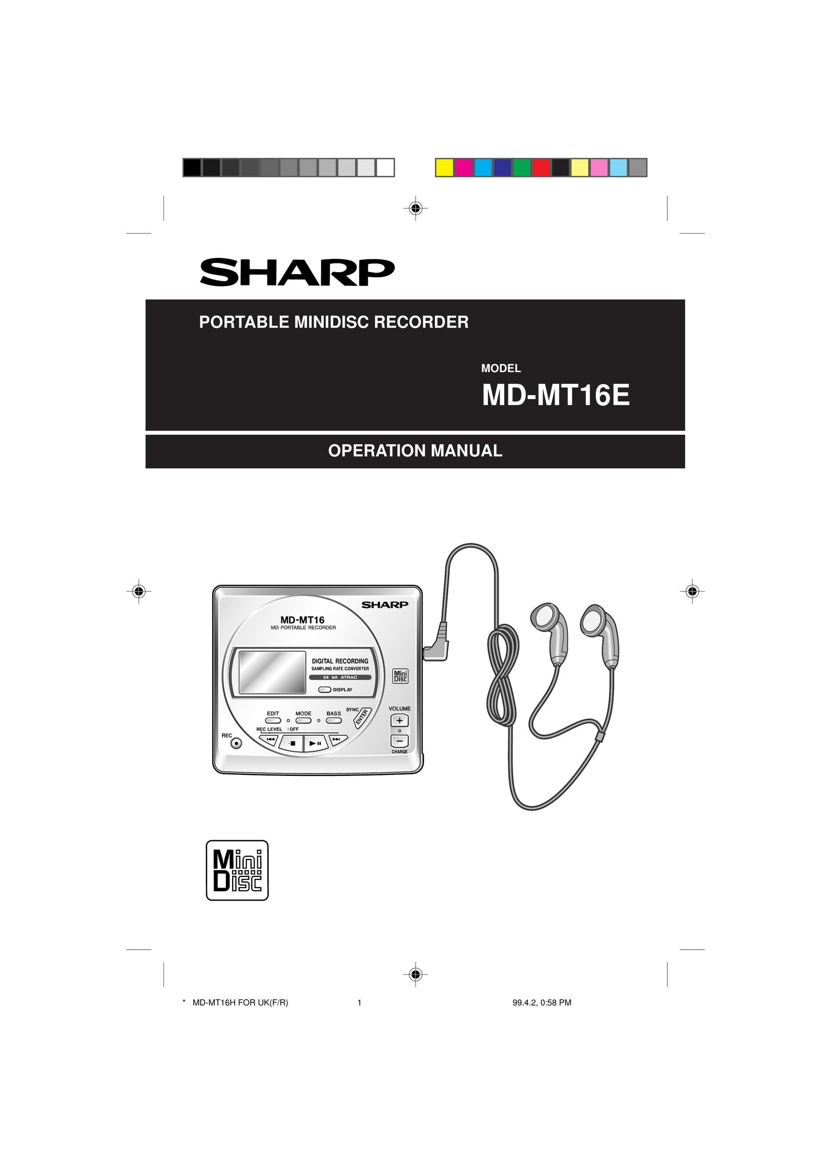 Sharp MD-MT16H Portable CD Player User Manual