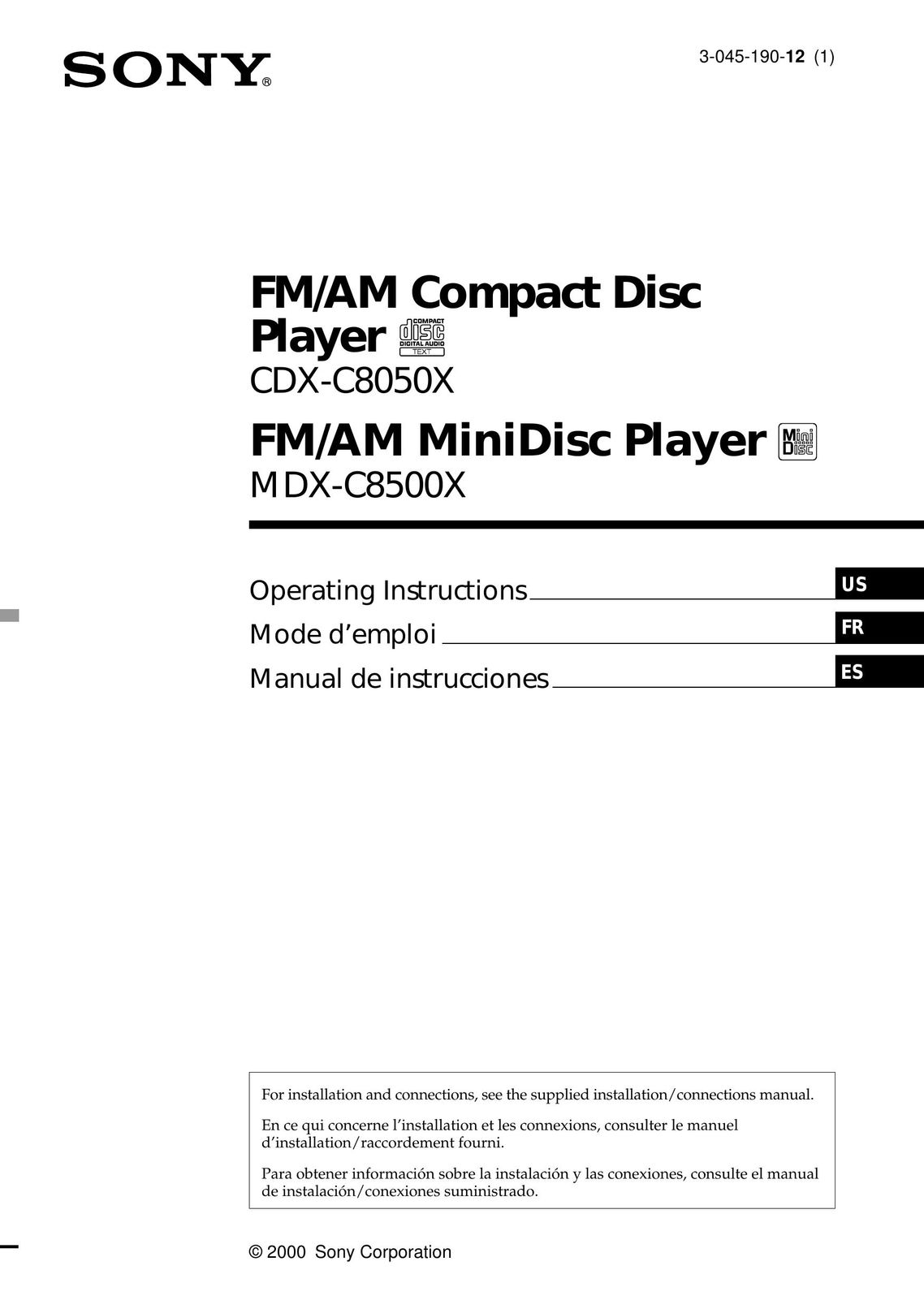 Sony CDX-C8050X Portable CD Player User Manual