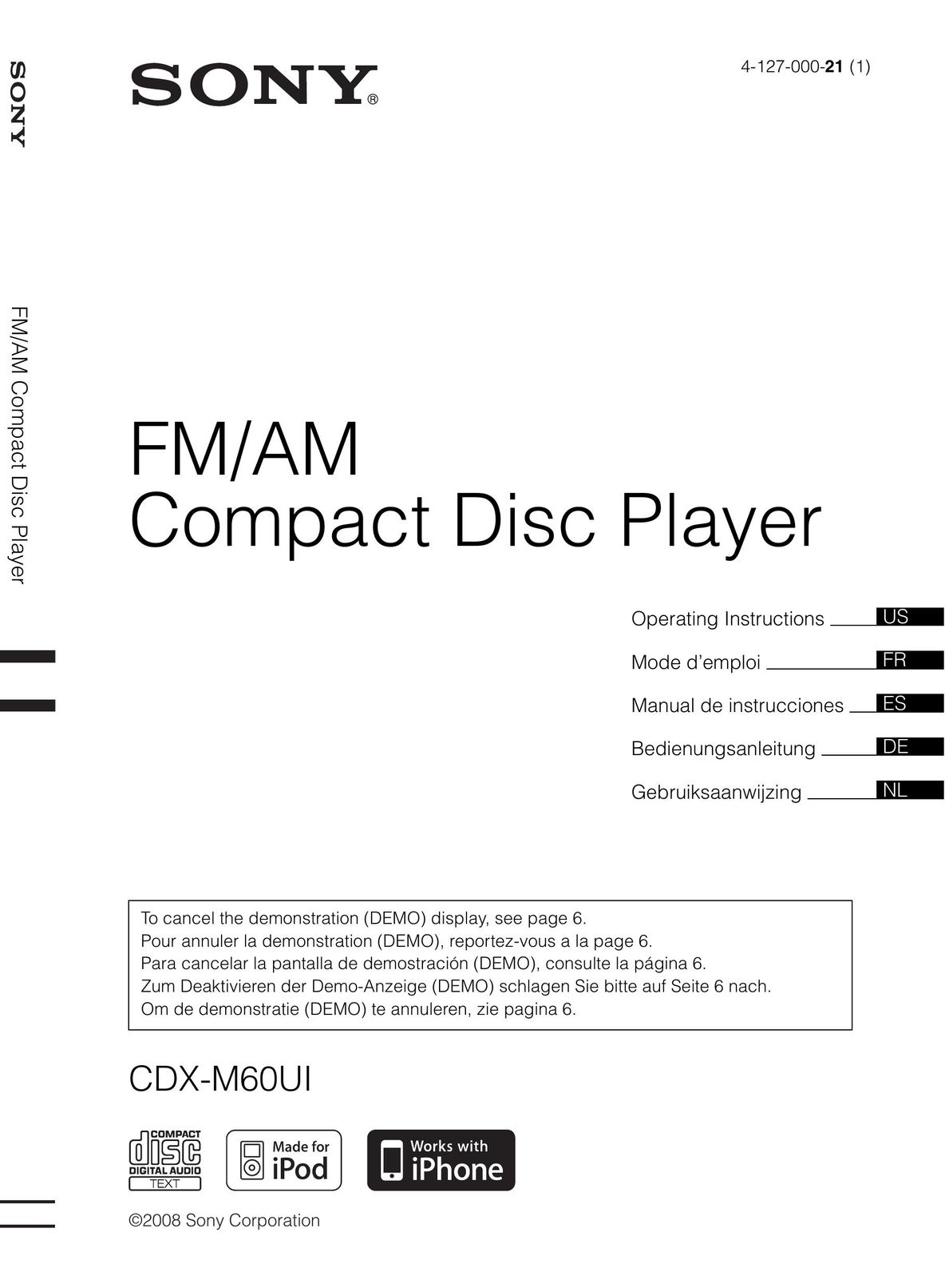 Sony CDX-M60UI Portable CD Player User Manual