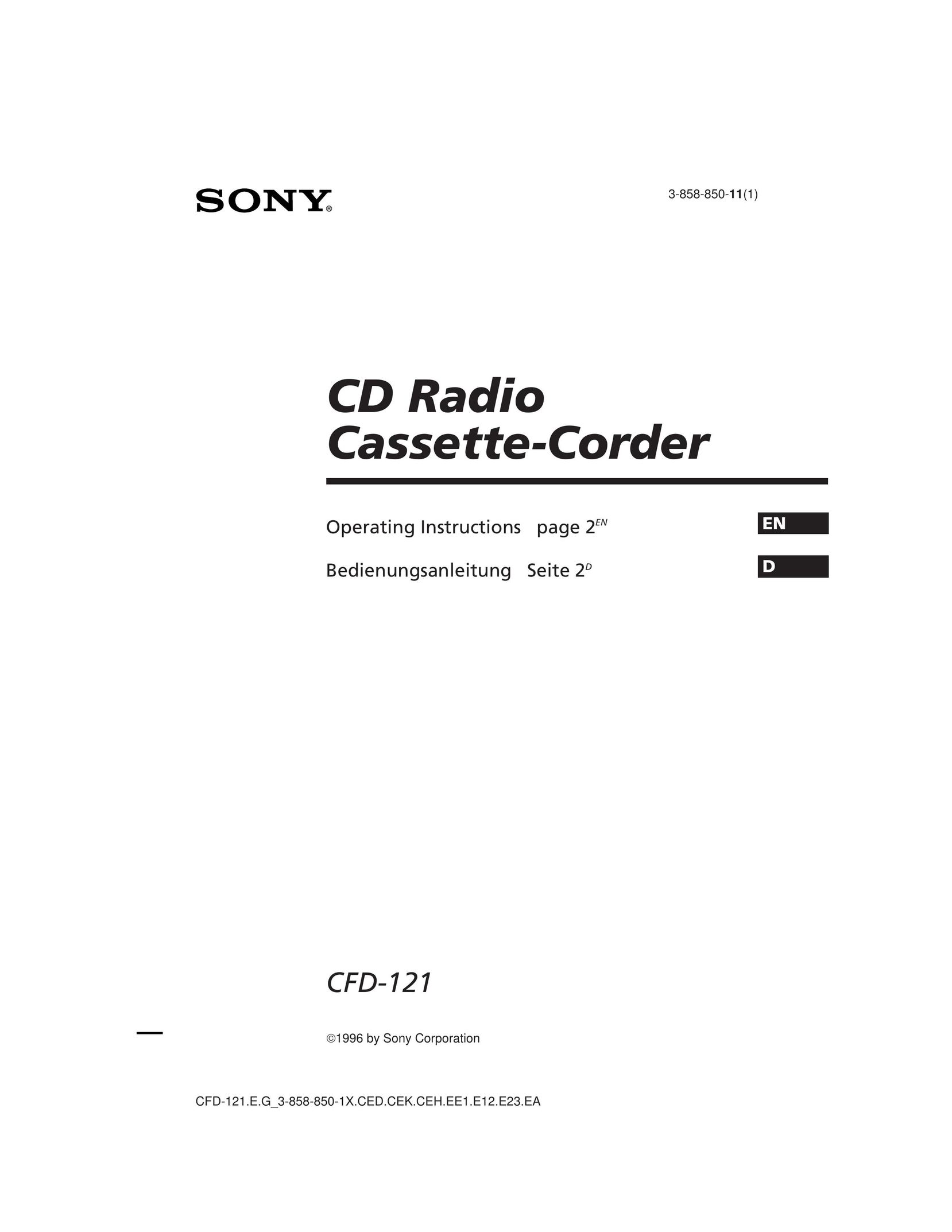 Sony CFD-121 Portable CD Player User Manual