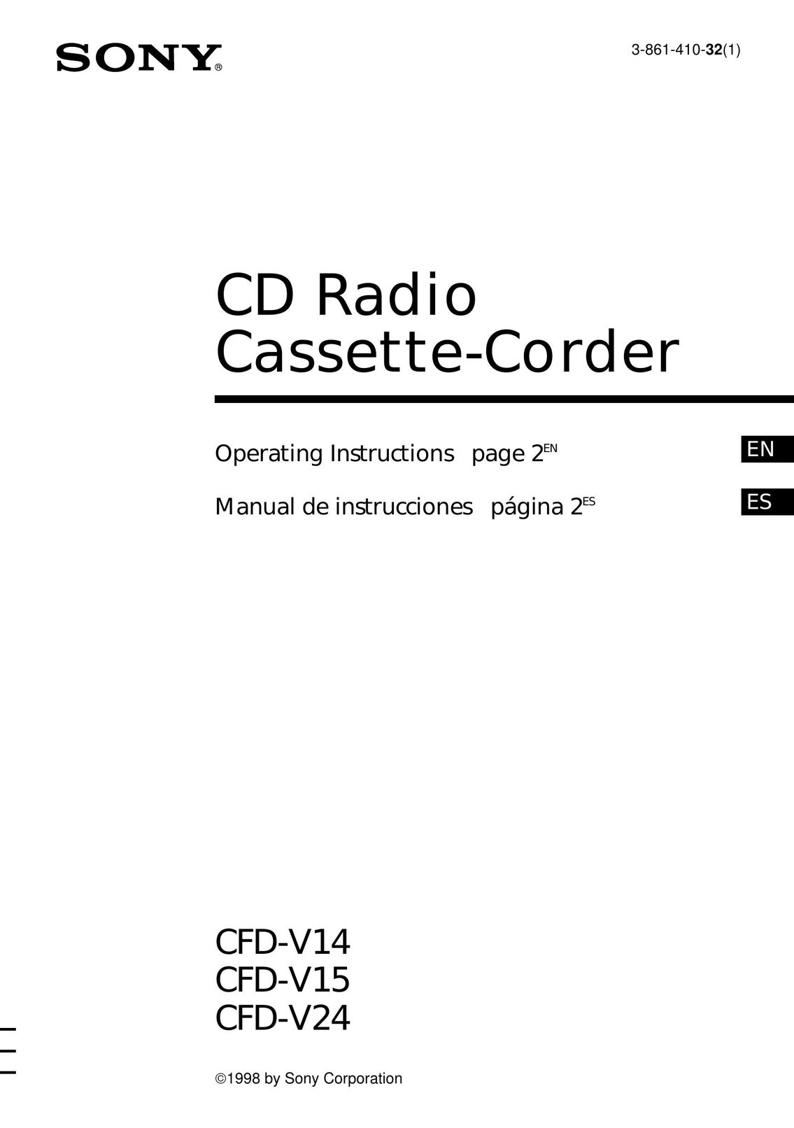 Sony CFD-V14 Portable CD Player User Manual