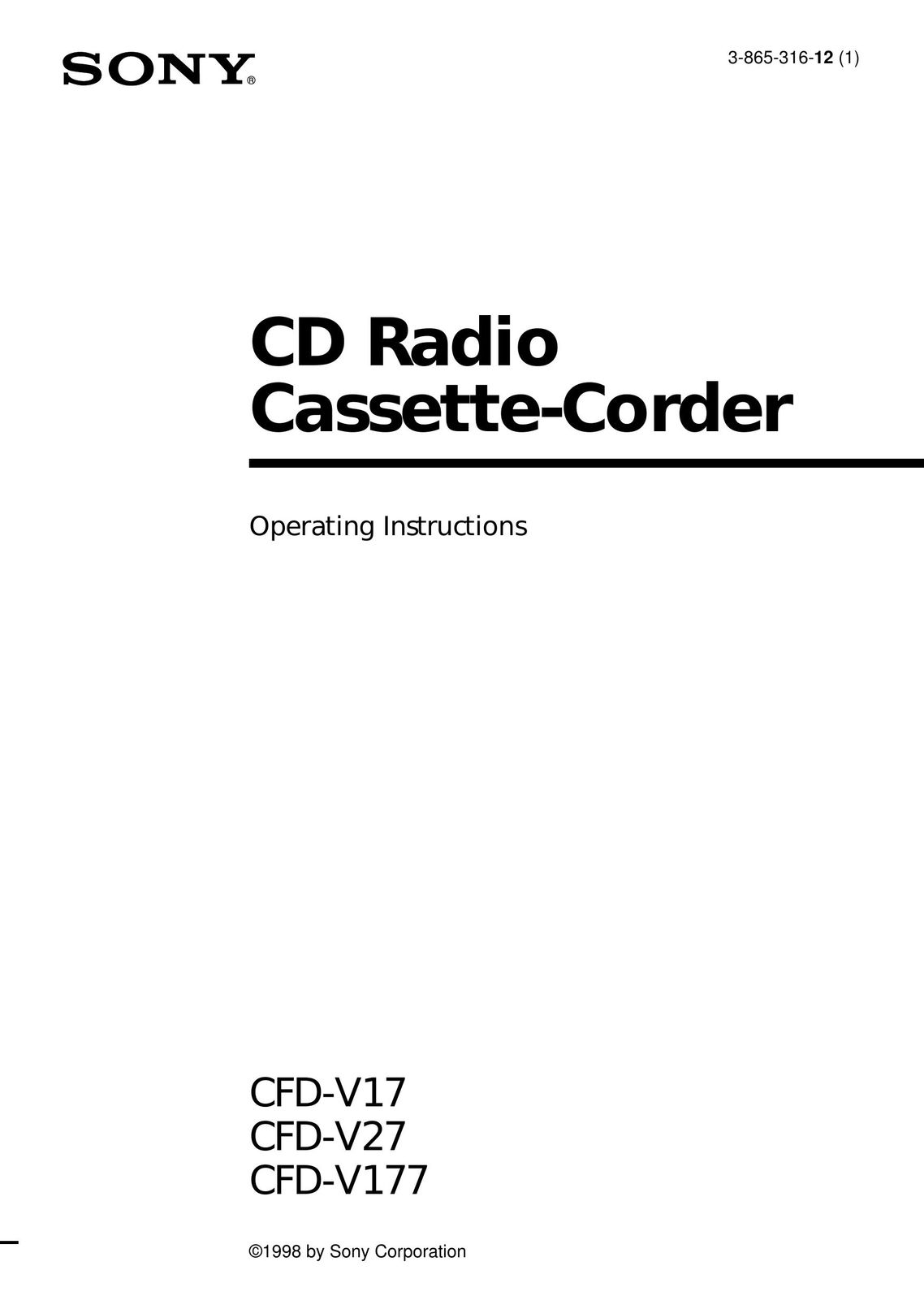 Sony CFD-V27 Portable CD Player User Manual
