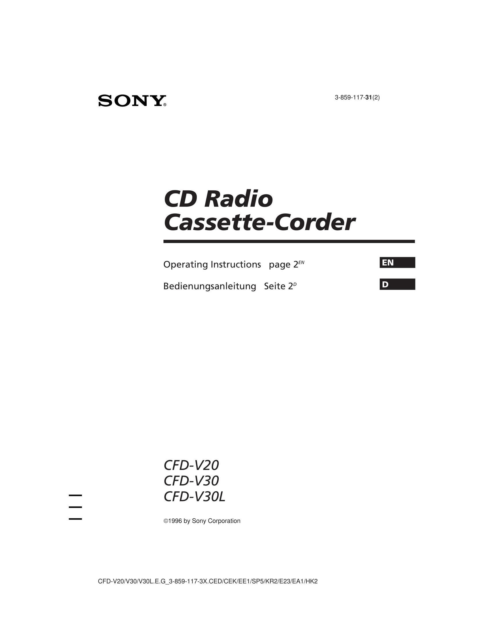 Sony CFD-V30L Portable CD Player User Manual