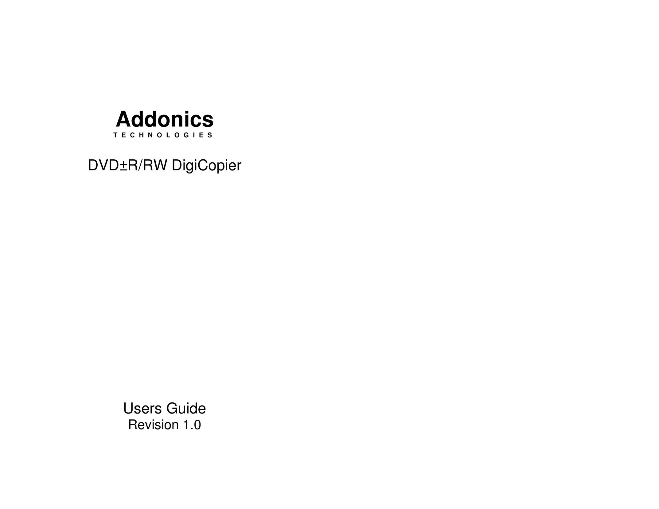 Addonics Technologies DVD R/RW Portable DVD Player User Manual