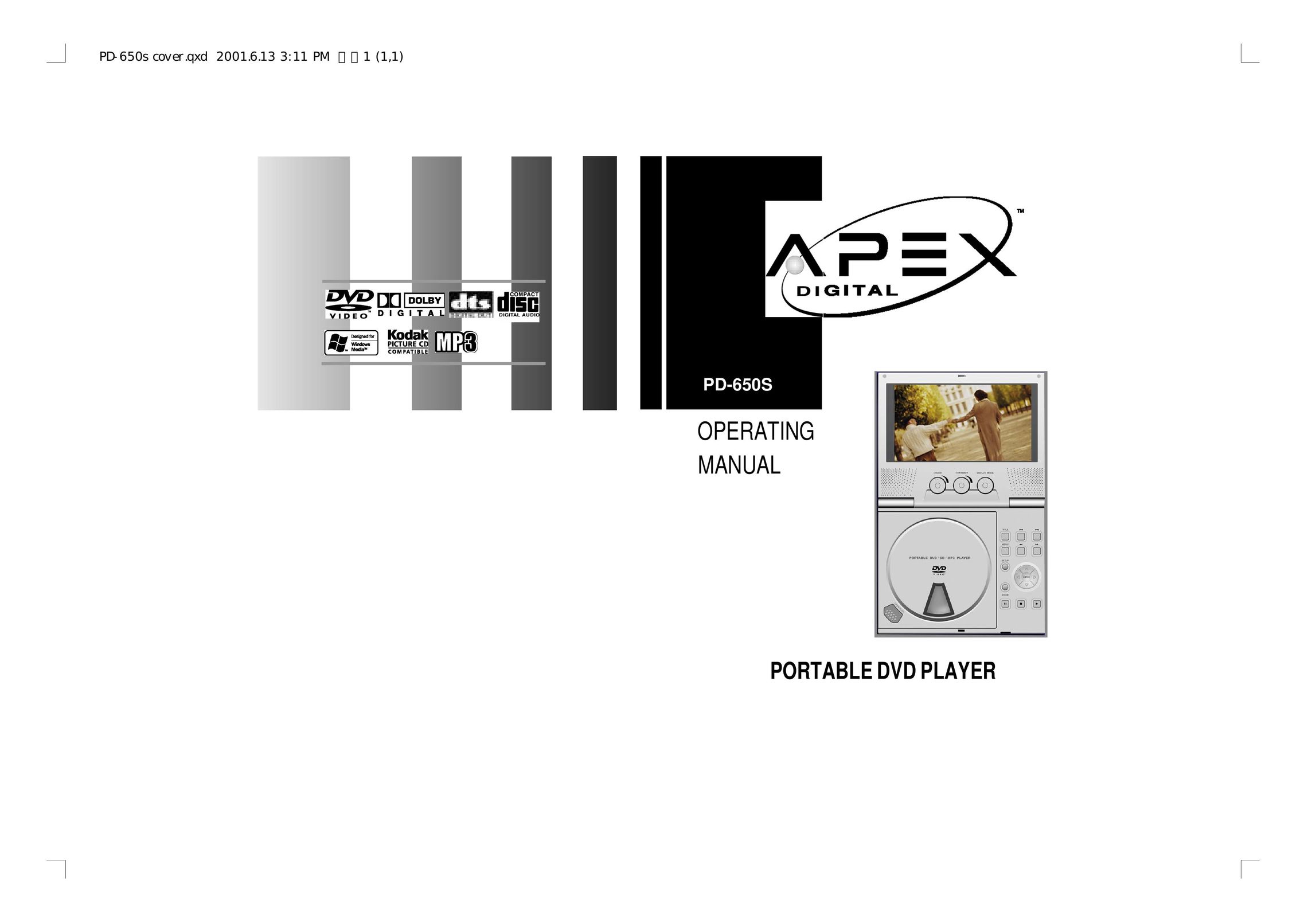 Apex Digital PD-650S Portable DVD Player User Manual