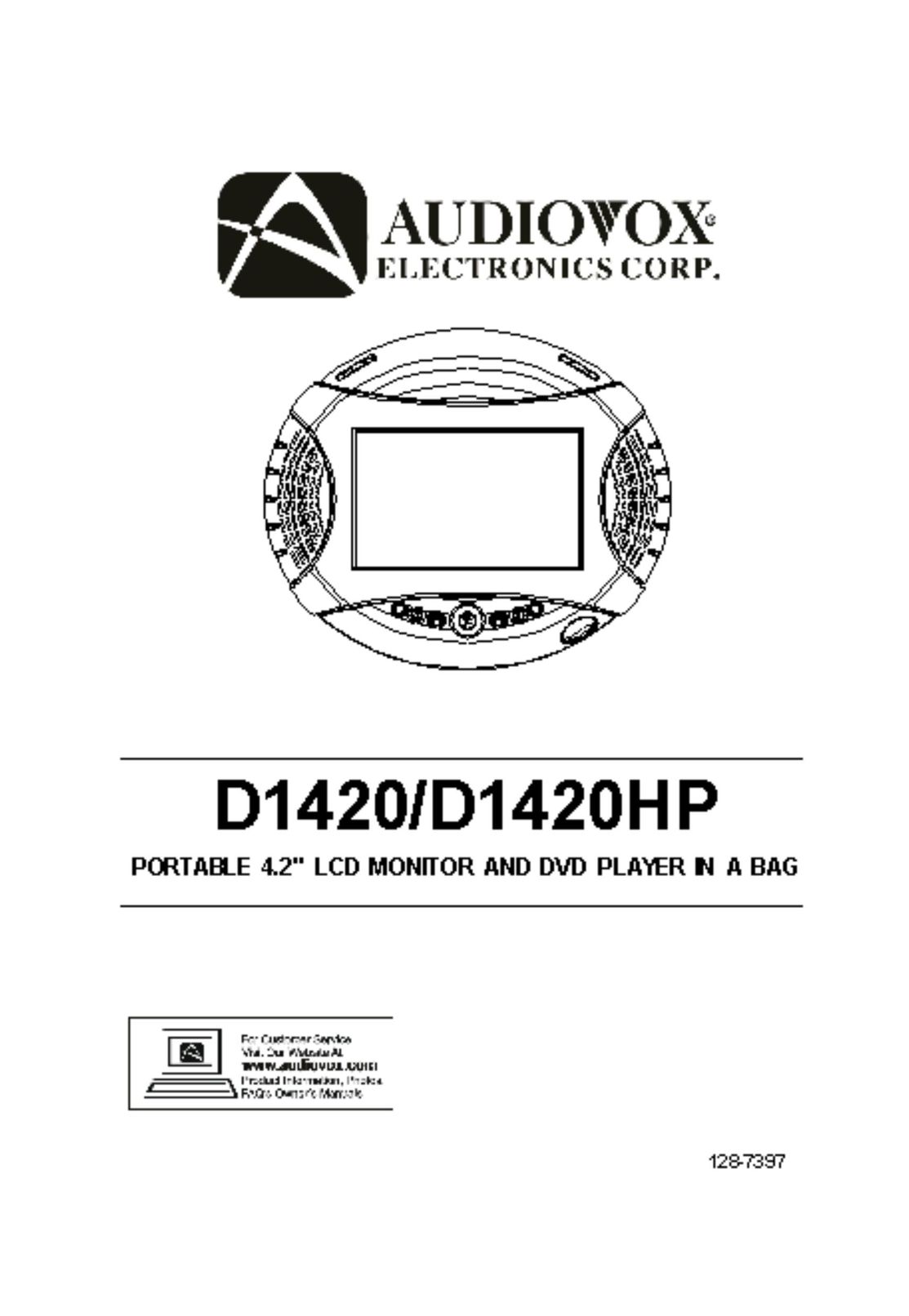 Audiovox D1420 Portable DVD Player User Manual