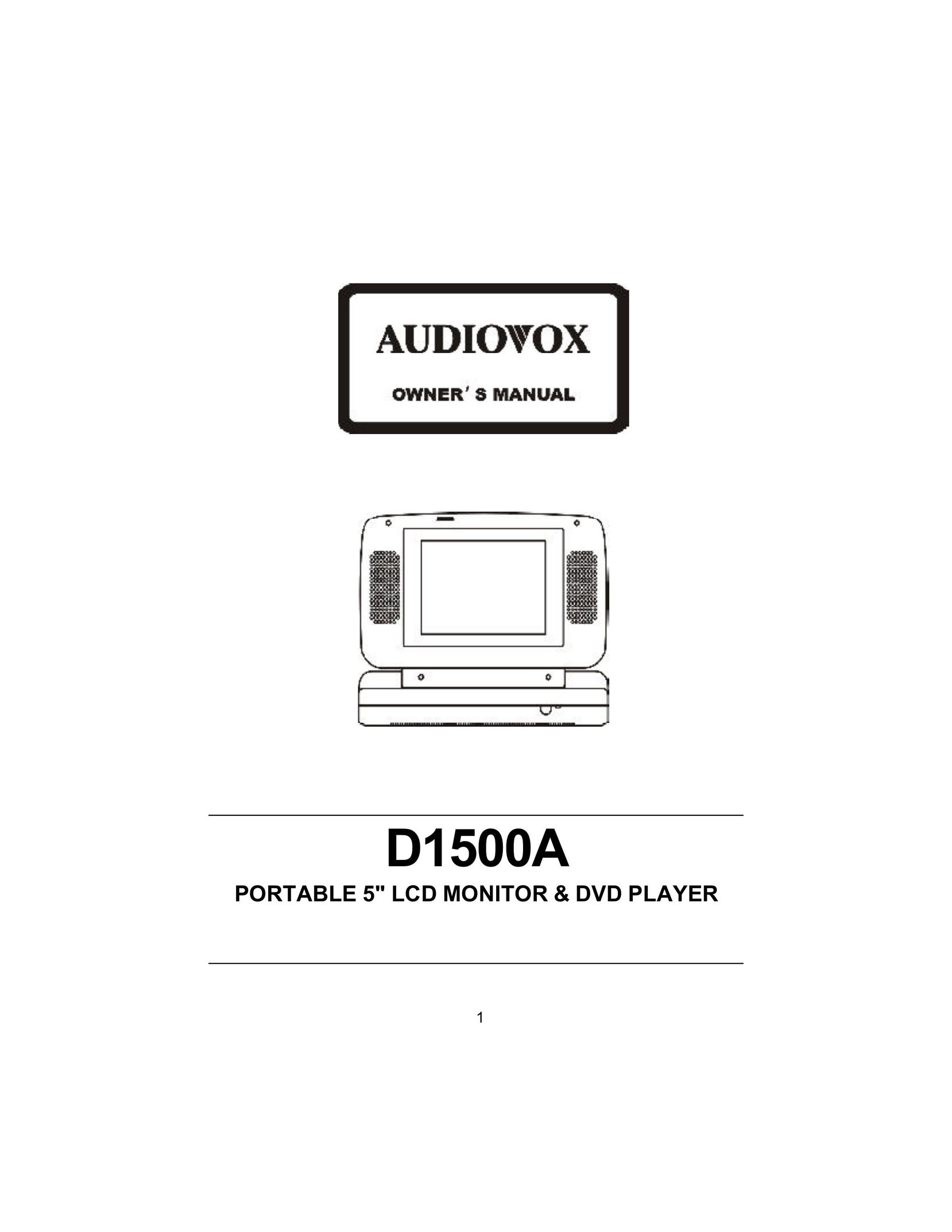 Audiovox D1500A Portable DVD Player User Manual