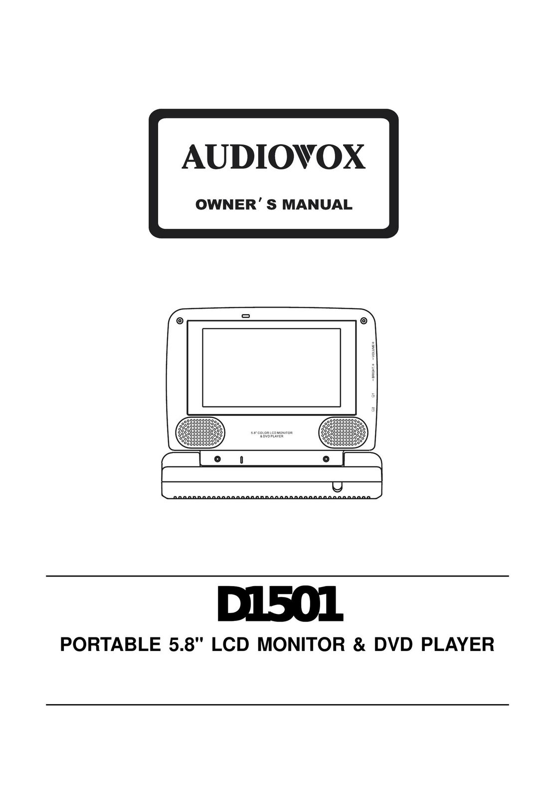 Audiovox D1501 Portable DVD Player User Manual