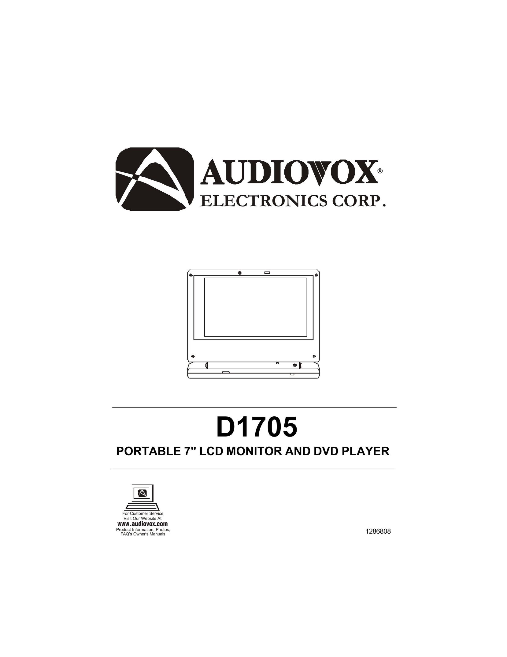Audiovox D1705 Portable DVD Player User Manual