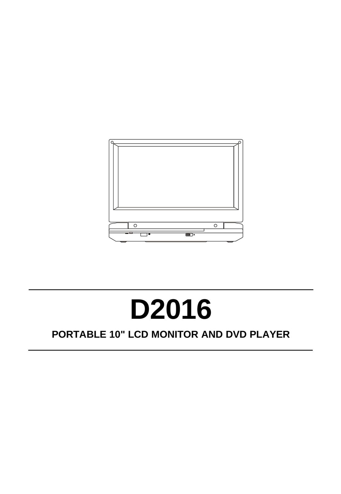 Audiovox D2016 Portable DVD Player User Manual