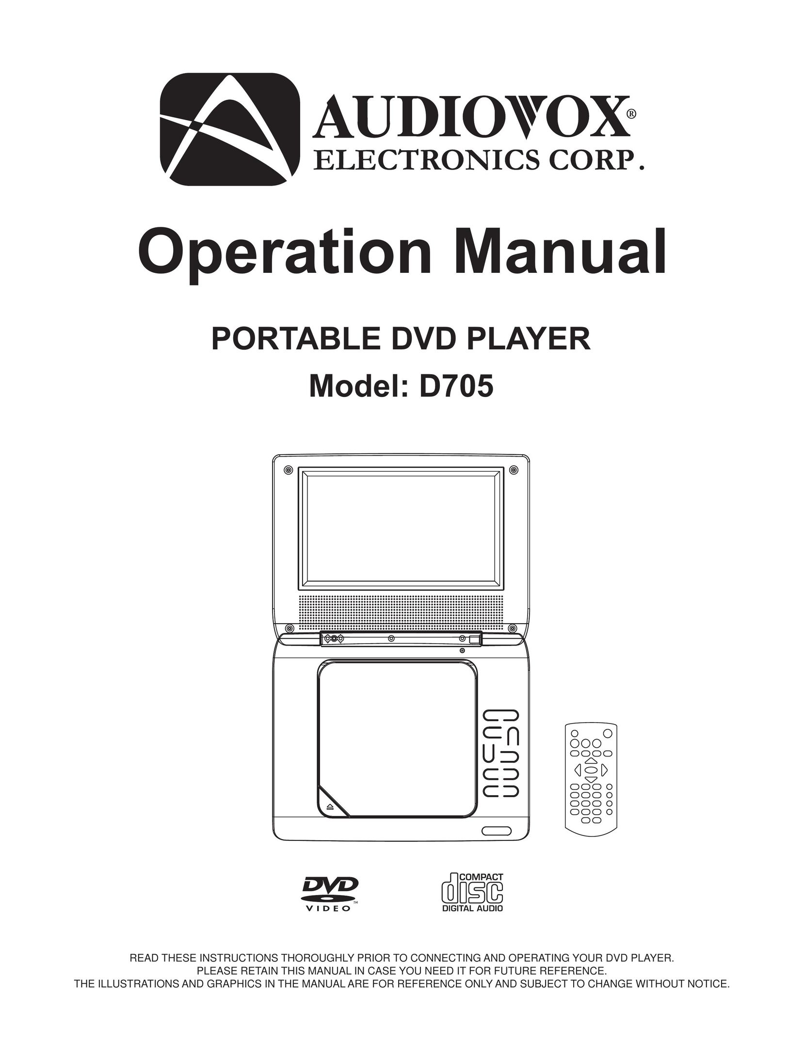 Audiovox D705 Portable DVD Player User Manual