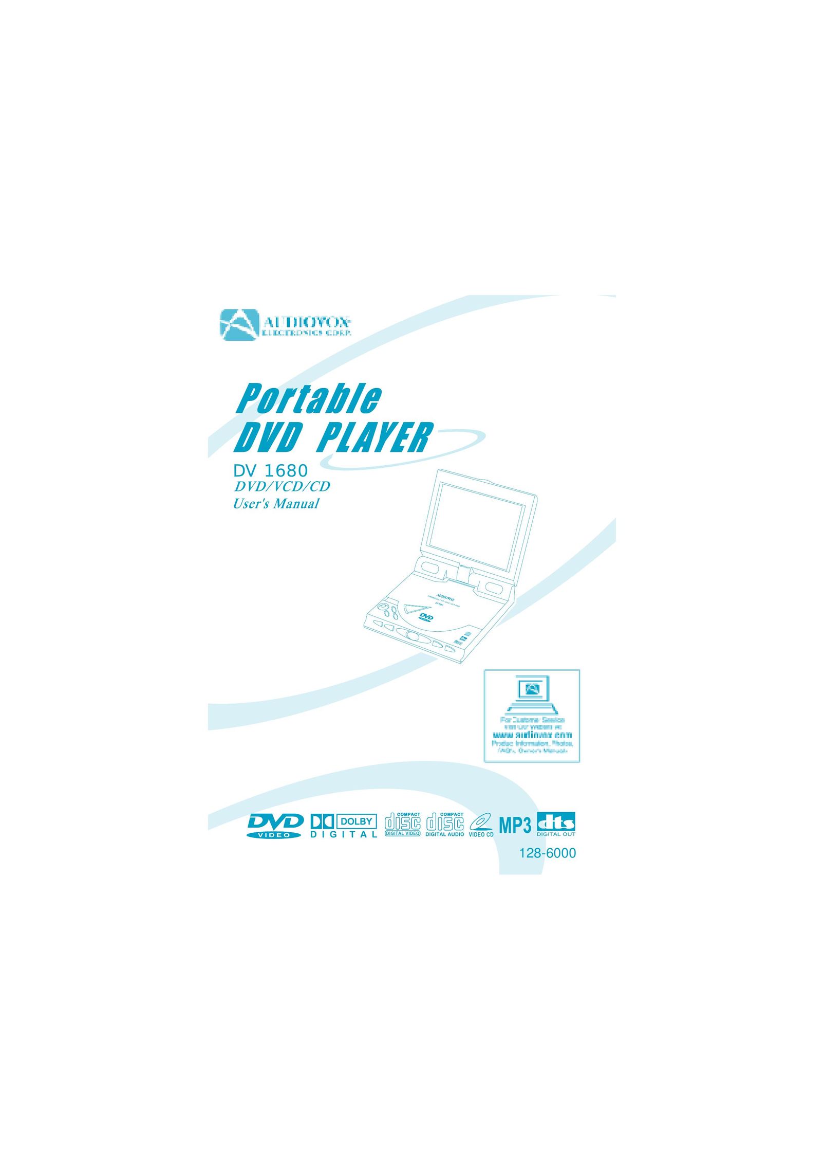 Audiovox DV-1680 Portable DVD Player User Manual