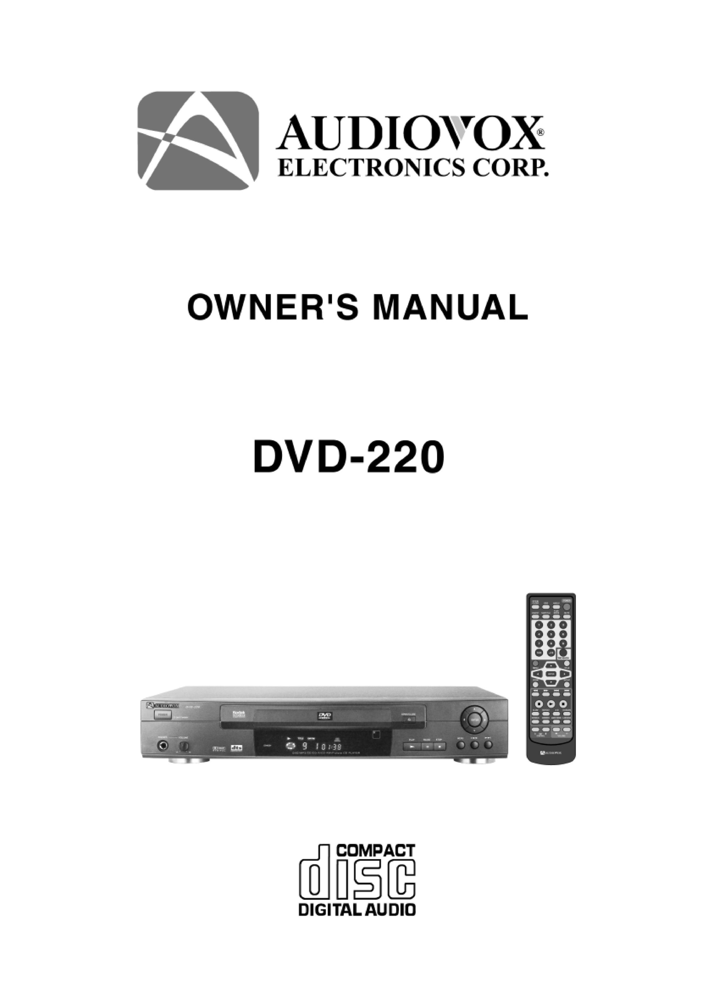 Audiovox DVD-220 Portable DVD Player User Manual