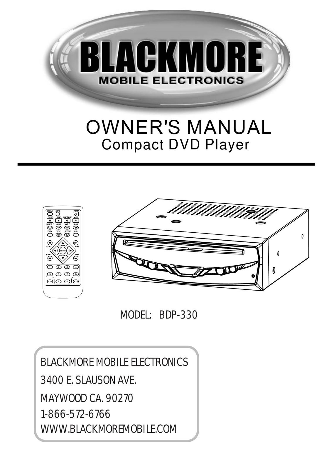Blackmore BDP-330 Portable DVD Player User Manual