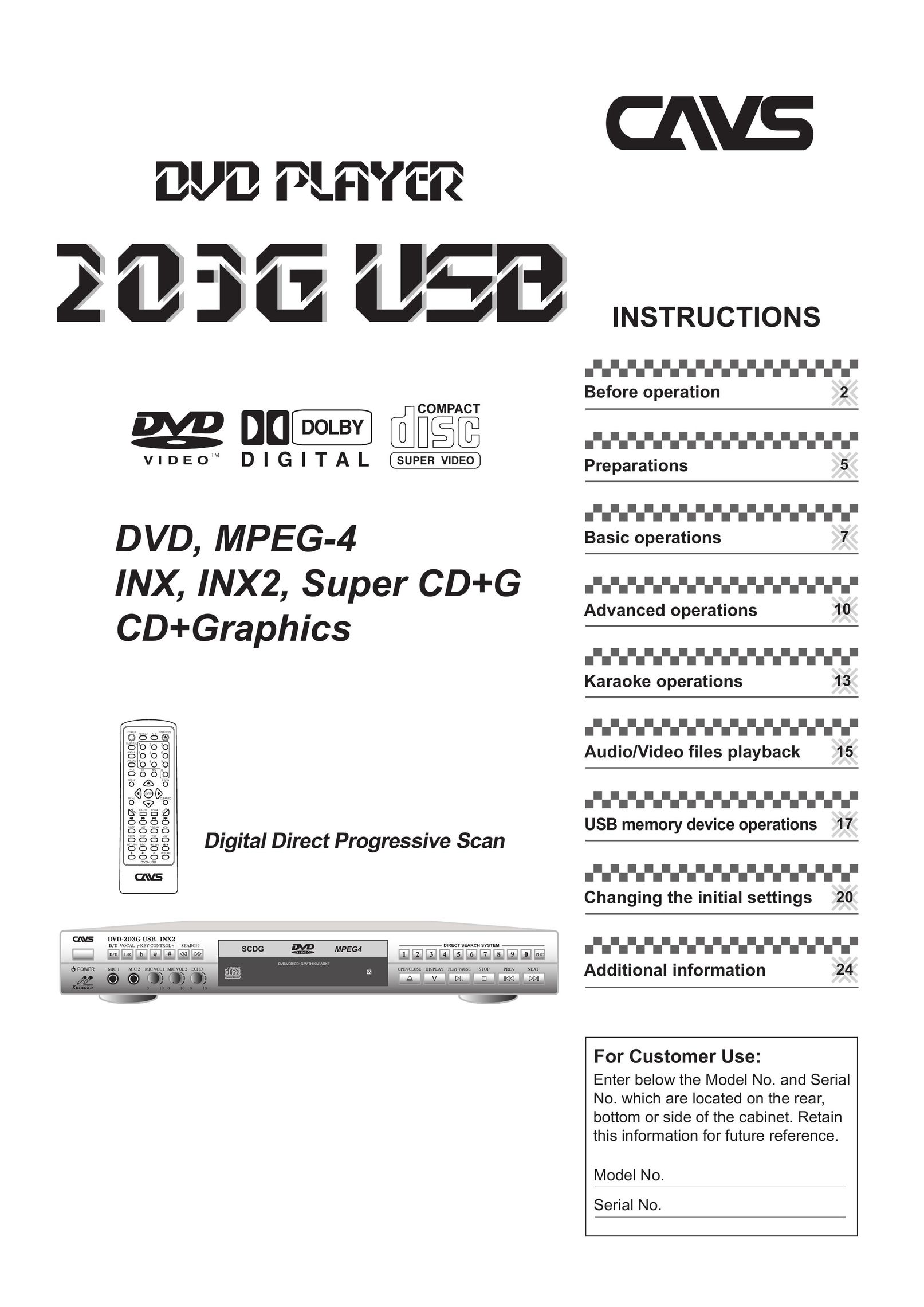 CAVS 203G USB Portable DVD Player User Manual
