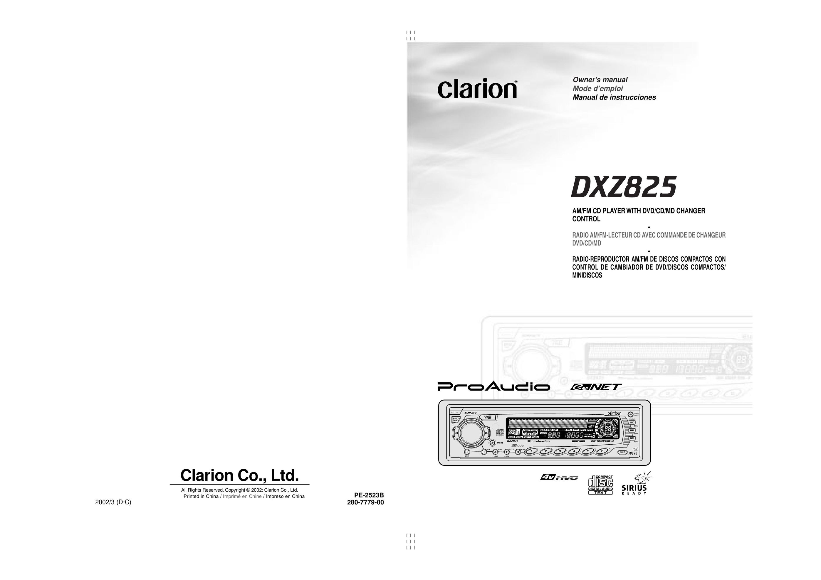 Clarion DXZ825 Portable DVD Player User Manual