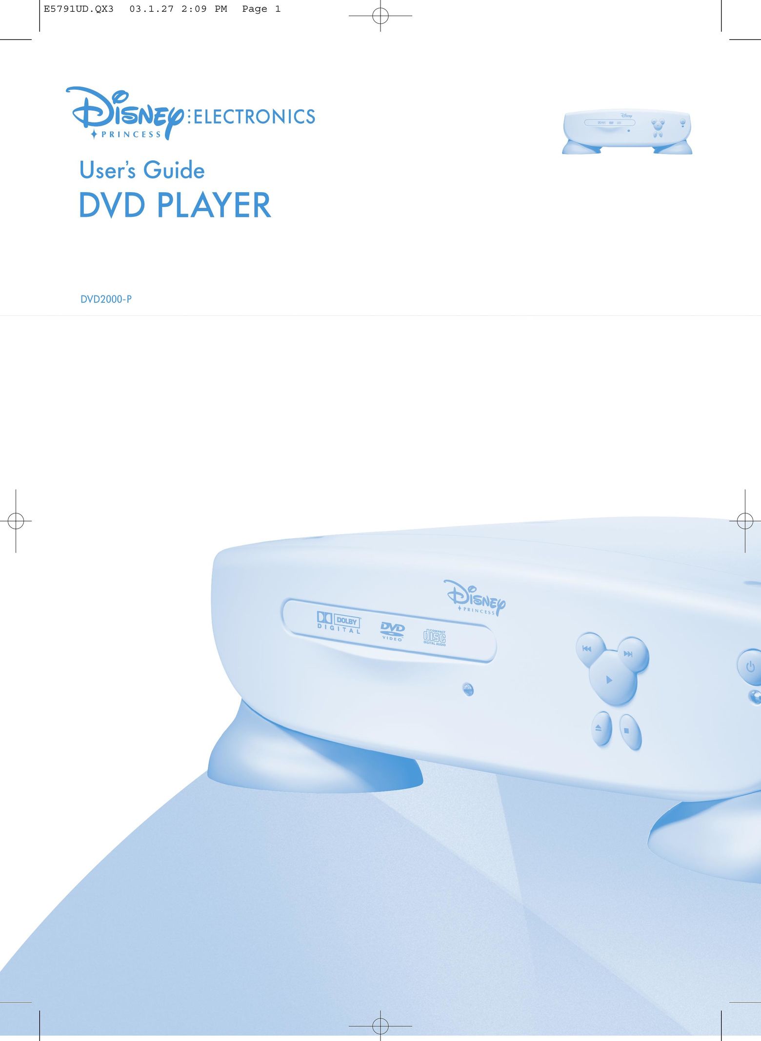 Disney DVD2000-P Portable DVD Player User Manual