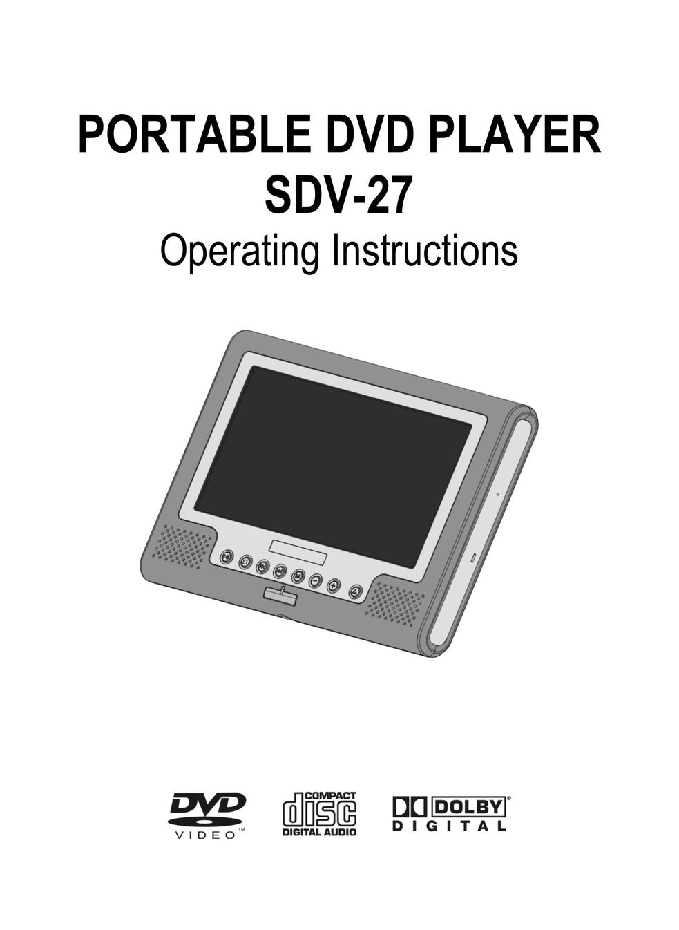 Dolby Laboratories SDV-27 Portable DVD Player User Manual