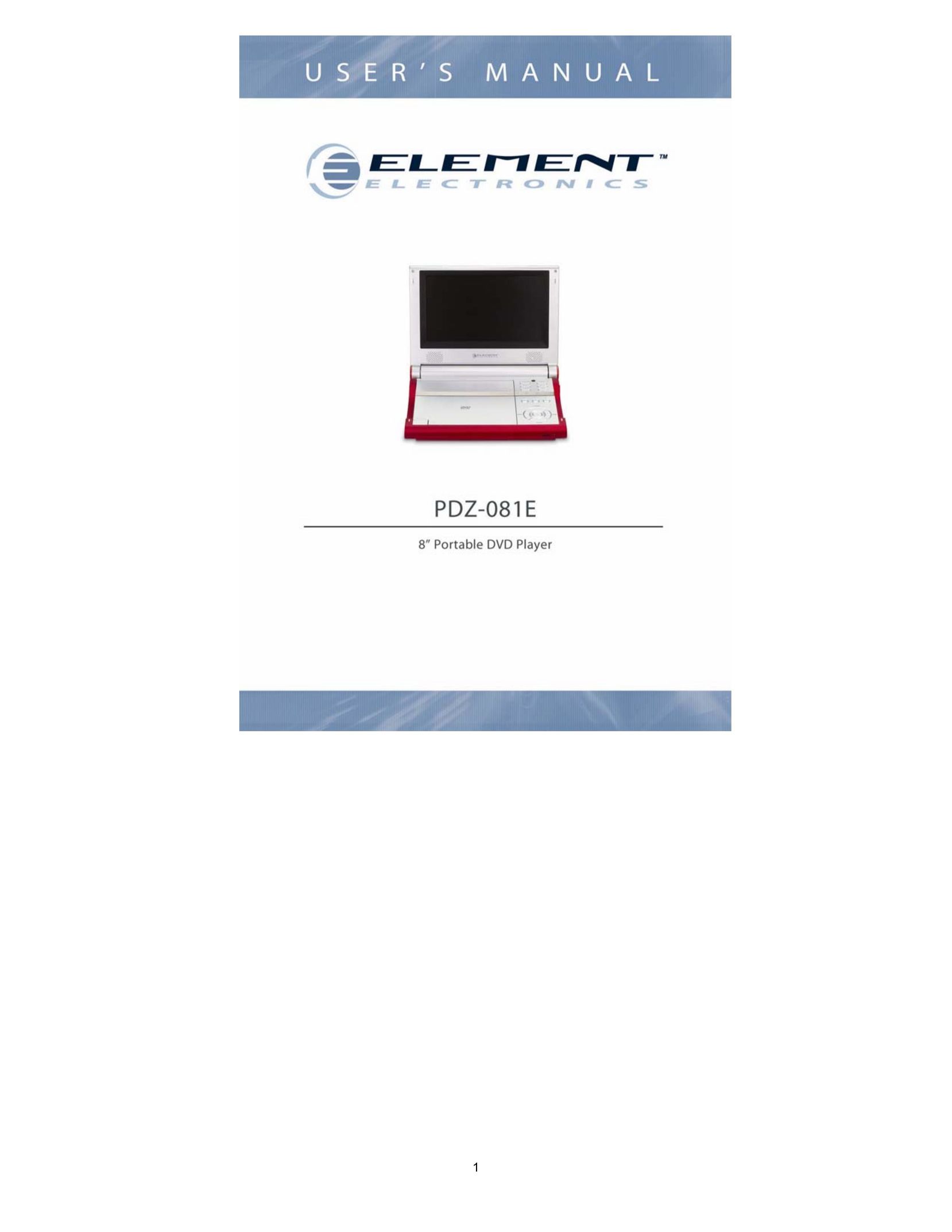 Element Electronics PDZ-081E Portable DVD Player User Manual