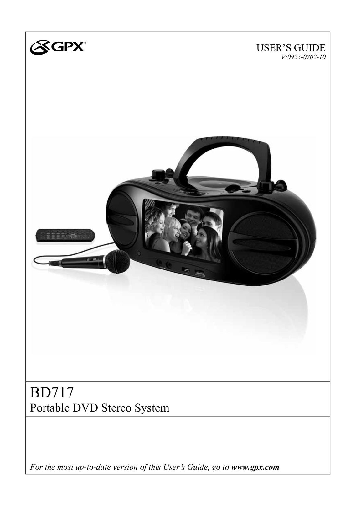 GPX BD717 Portable DVD Player User Manual