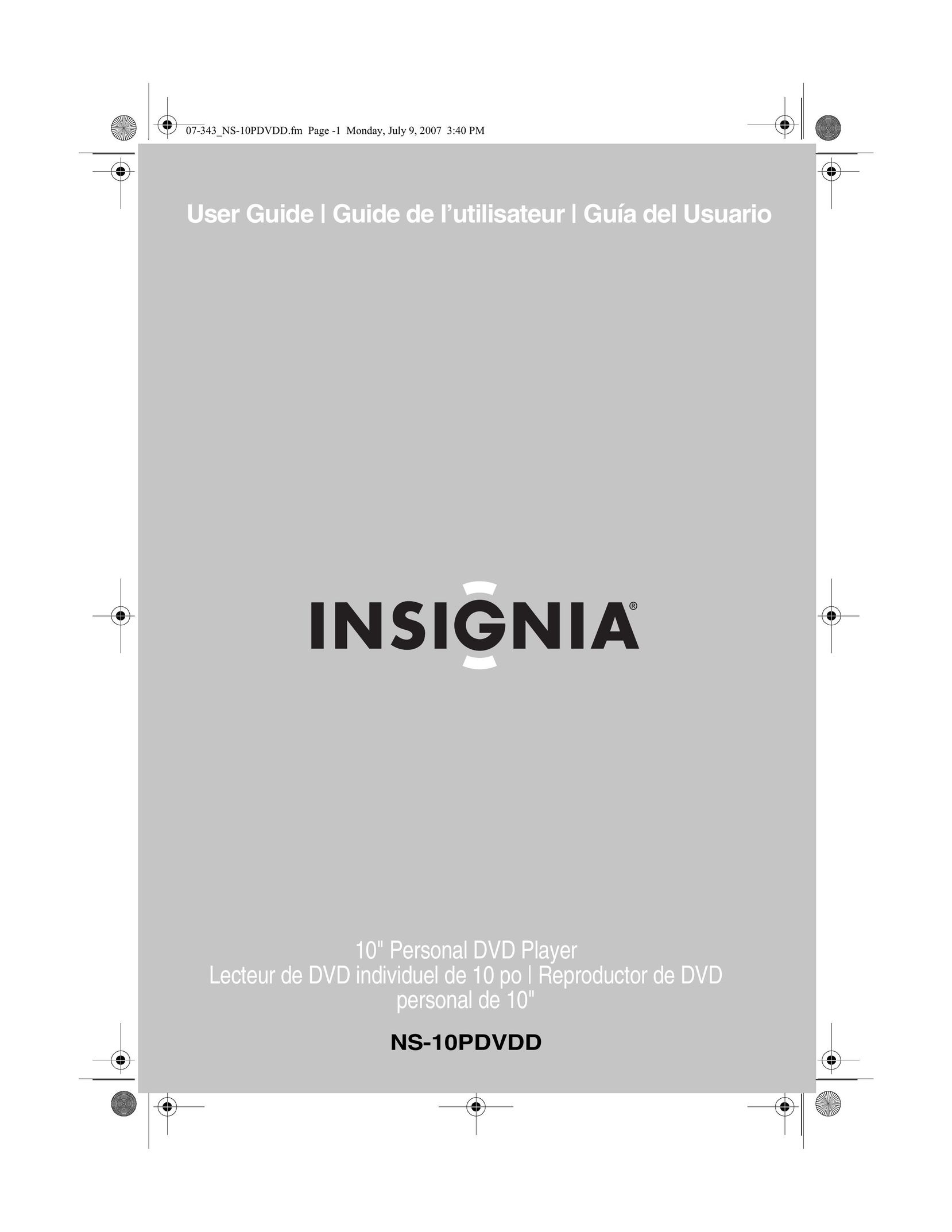 Insignia NS-10PDVDD Portable DVD Player User Manual