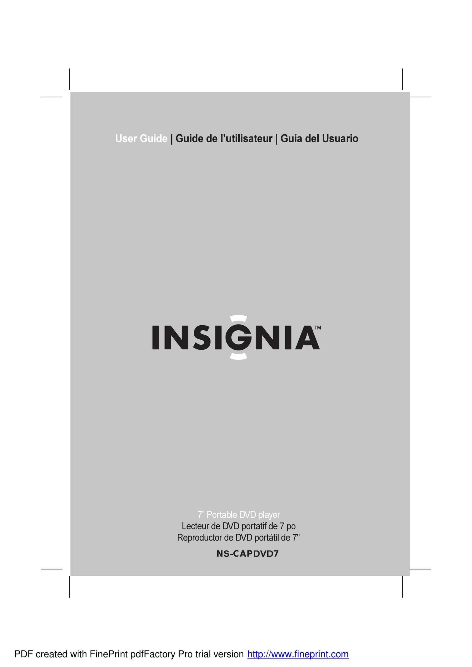 Insignia NS-CAPDVD7 Portable DVD Player User Manual