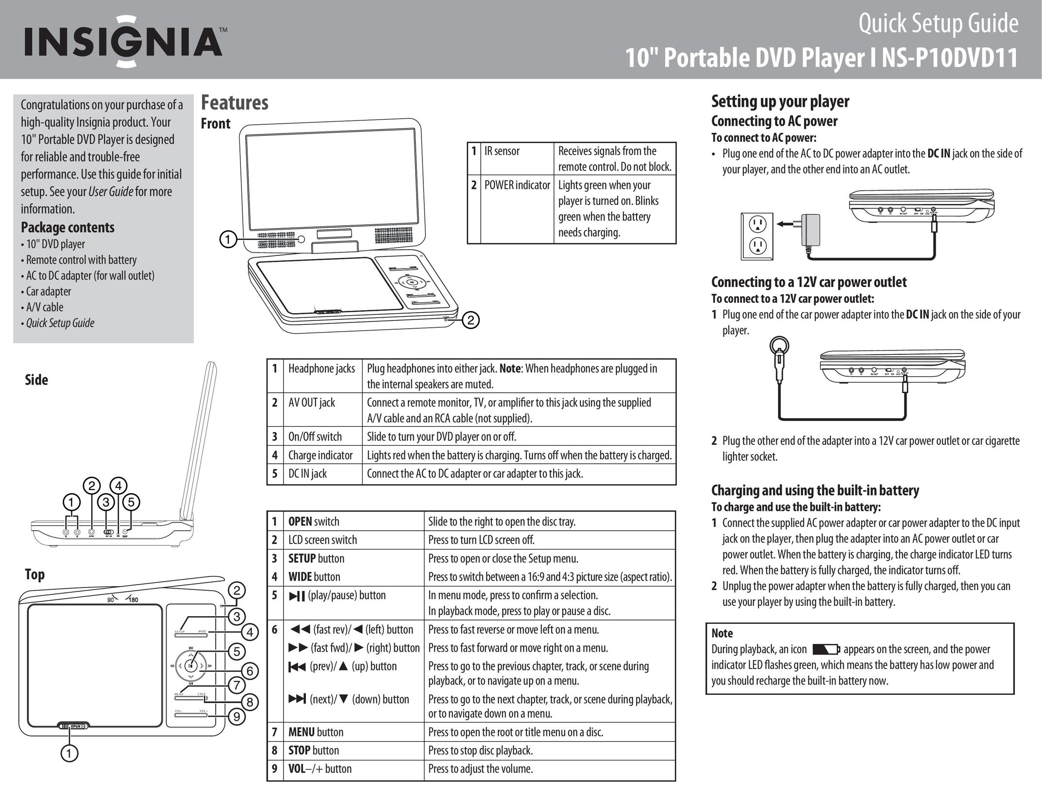 Insignia NS-P10DVD11 Portable DVD Player User Manual