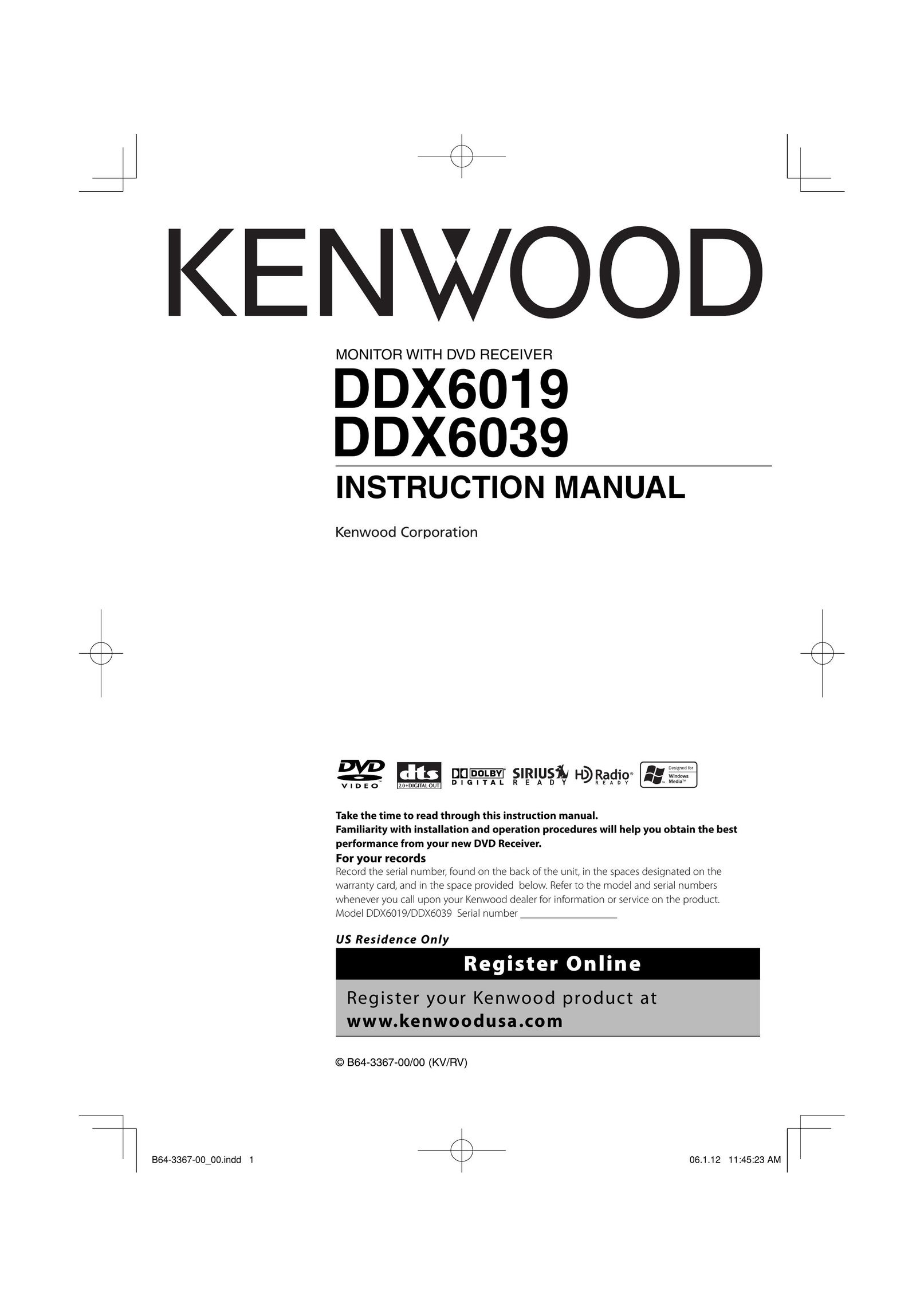 Kenwood DDX6019 Portable DVD Player User Manual