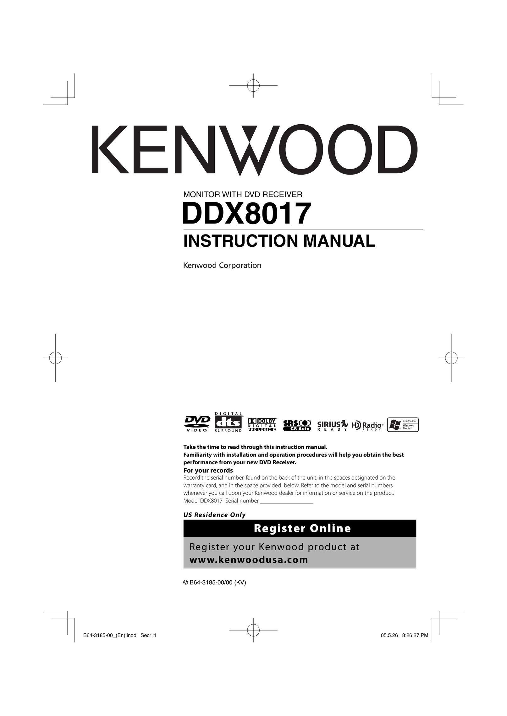 Kenwood DDX8017 Portable DVD Player User Manual