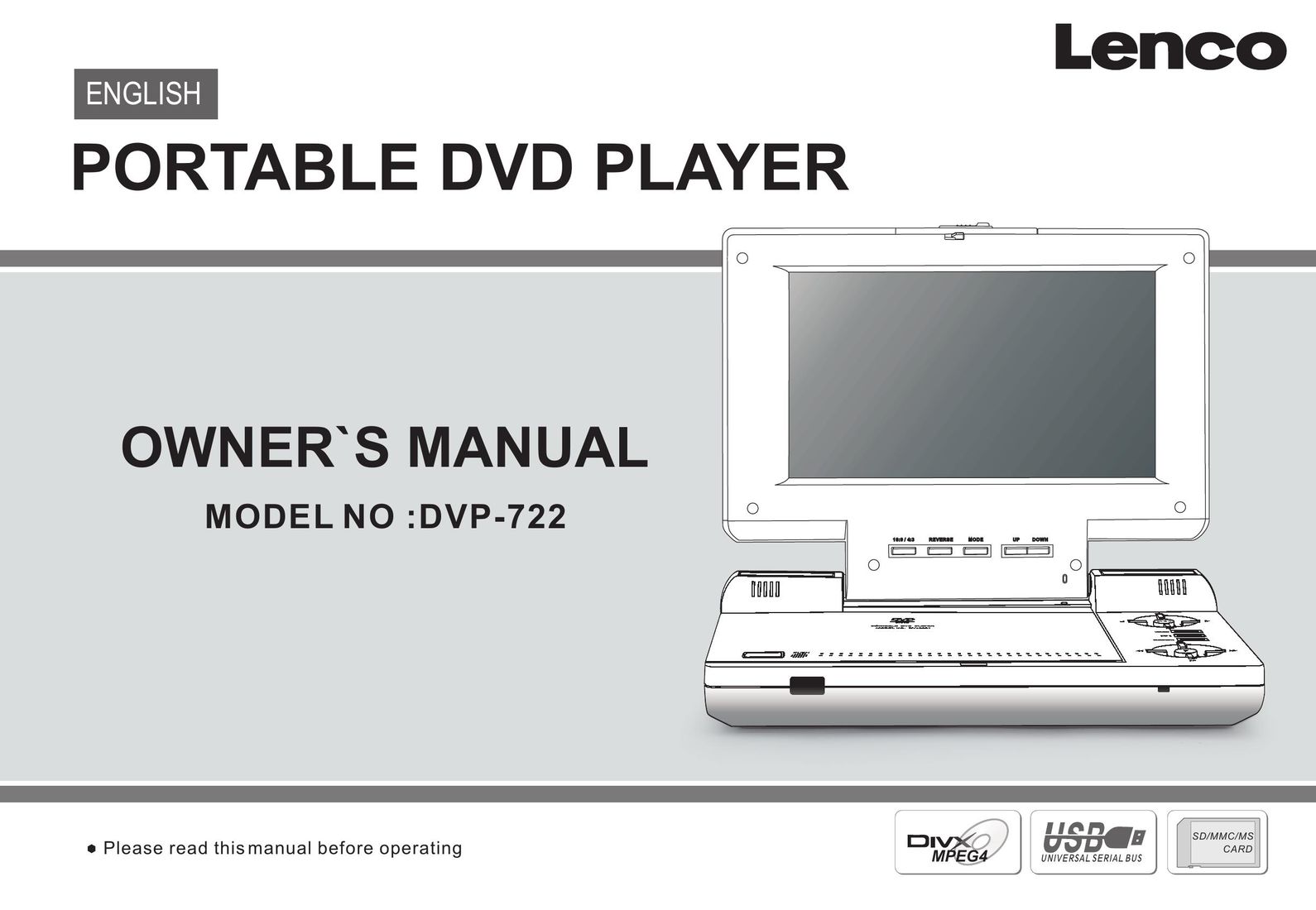 Lenco Marine DVP-722 Portable DVD Player User Manual