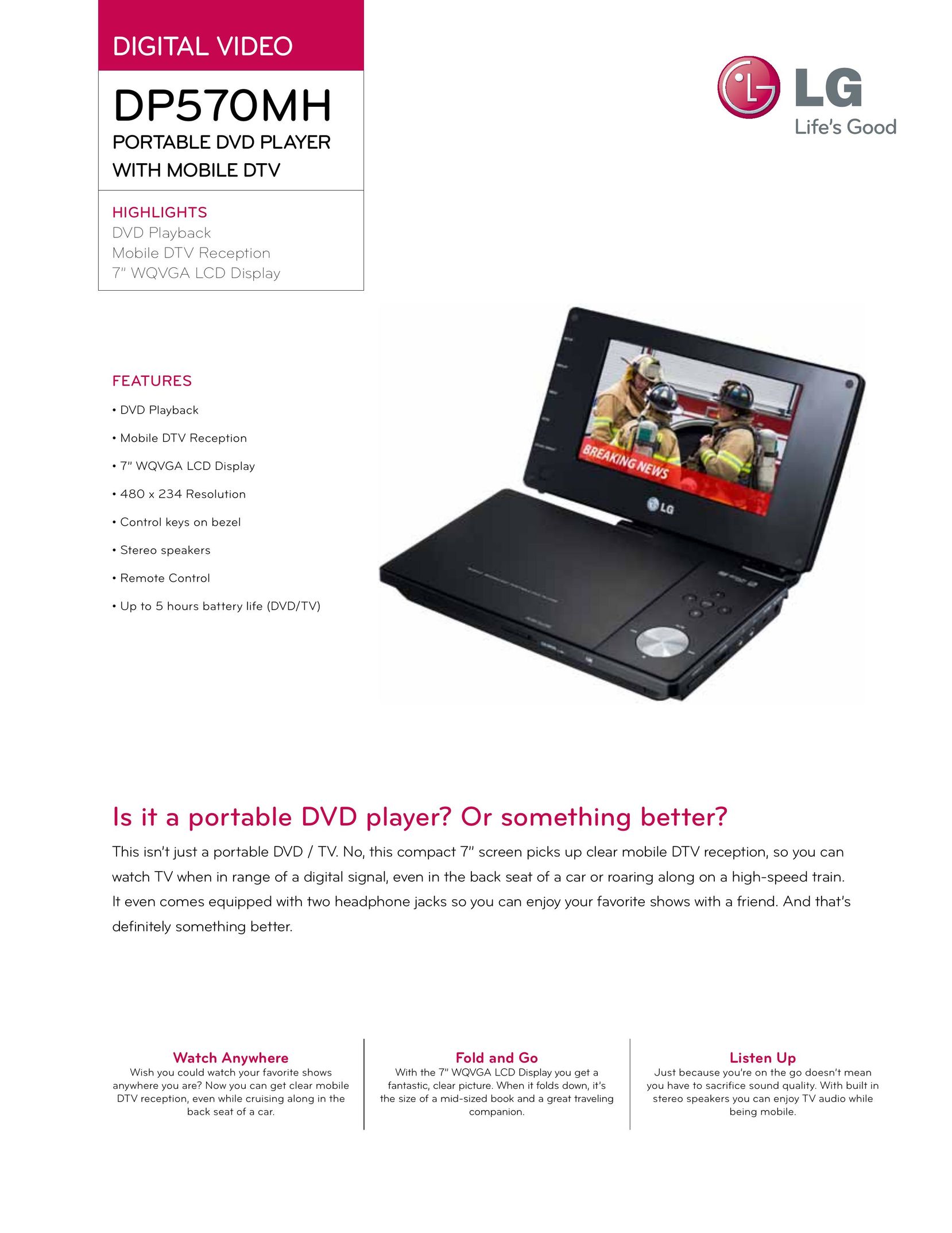 LG Electronics DP570MH Portable DVD Player User Manual