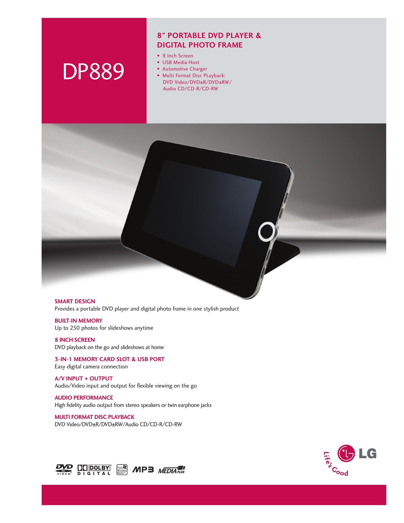 LG Electronics DP889 Portable DVD Player User Manual