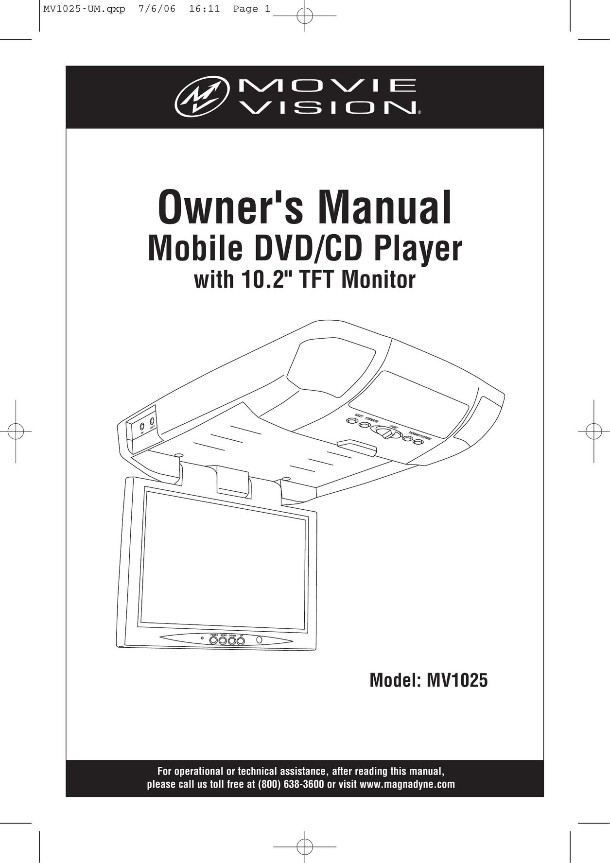 Magnadyne MV1025 Portable DVD Player User Manual